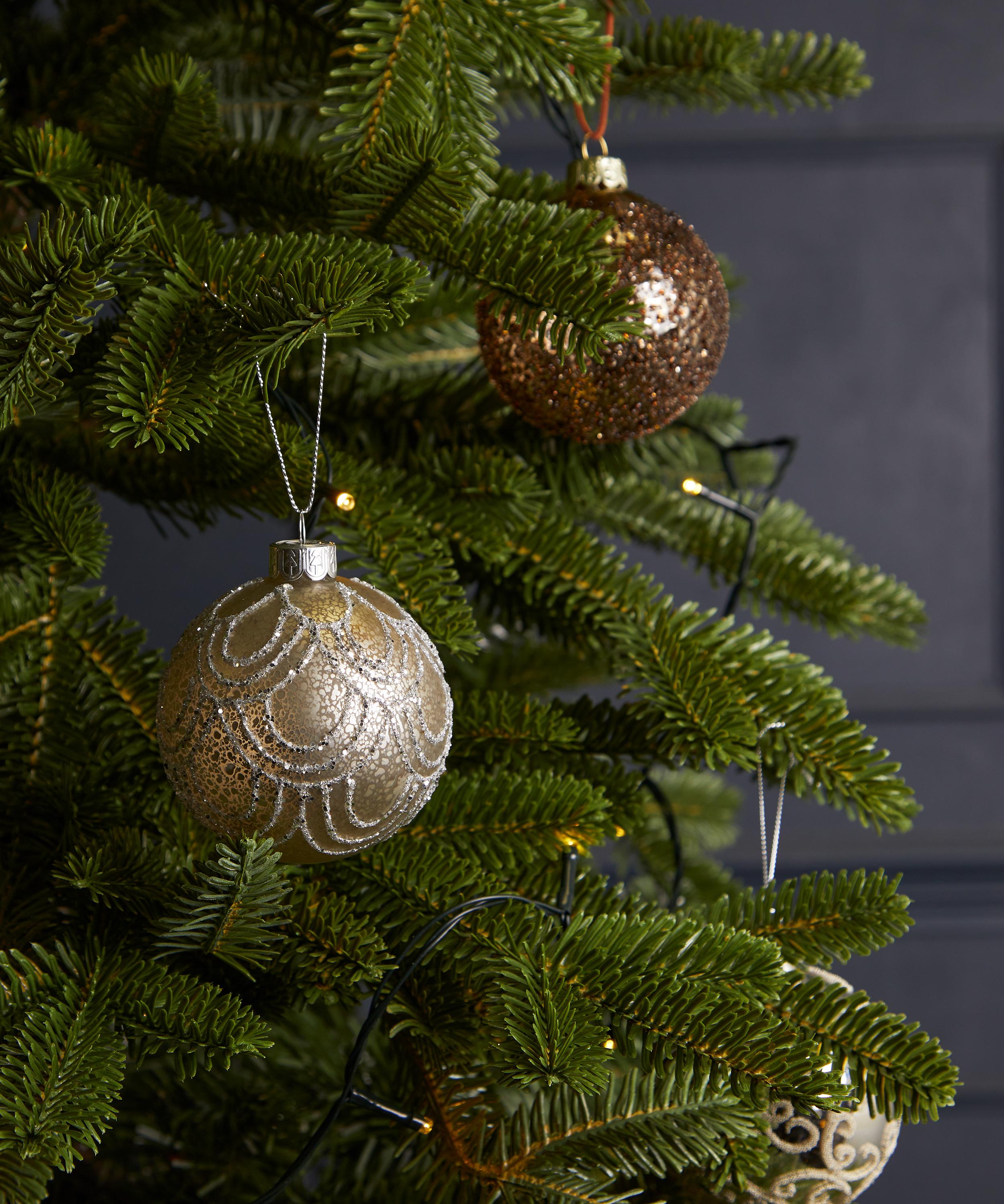 Christmas - Art Deco Swags Antique Silver Glass Ornament image number 1
