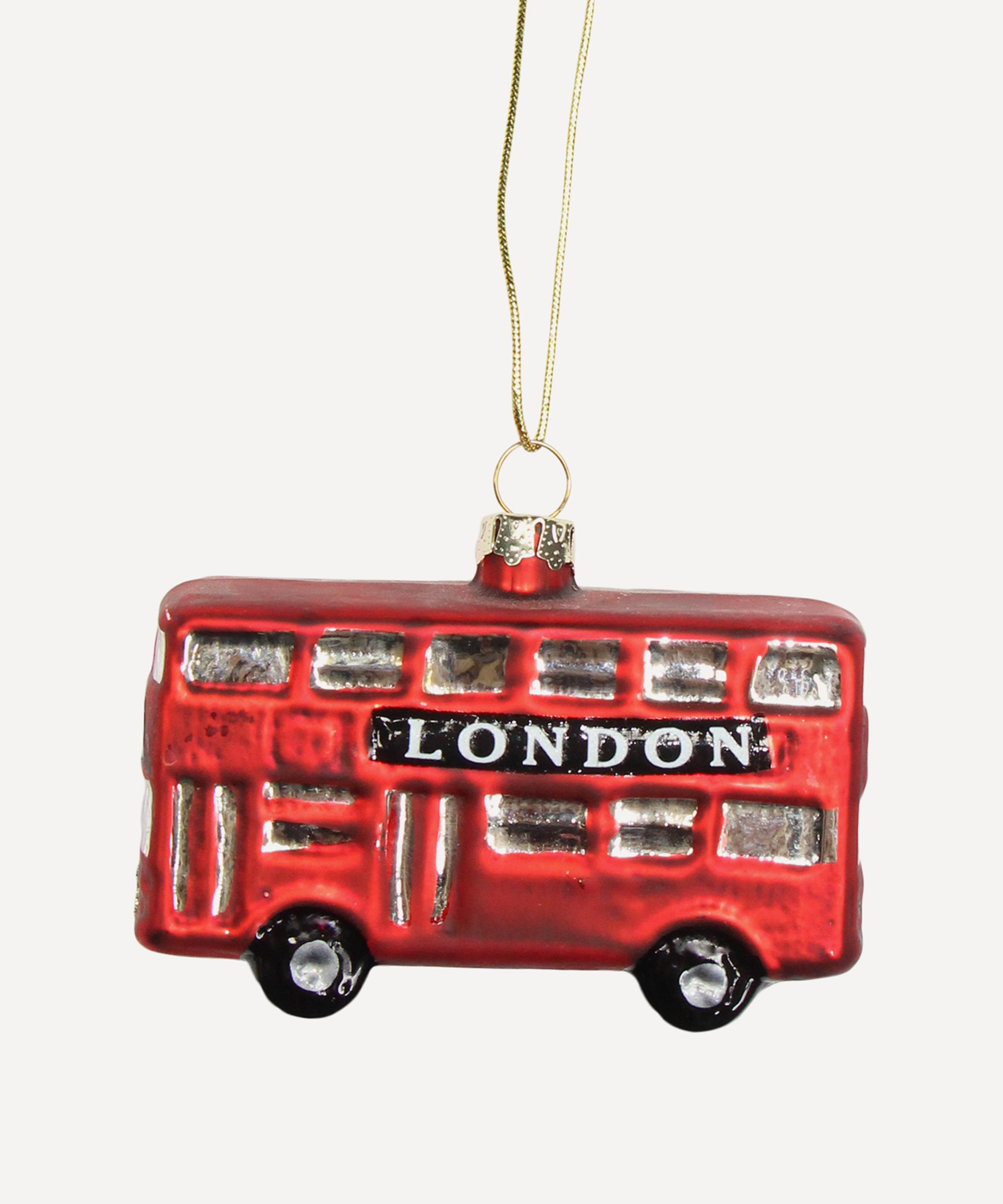 Christmas - Matt Red London Bus Glass Ornament image number 0
