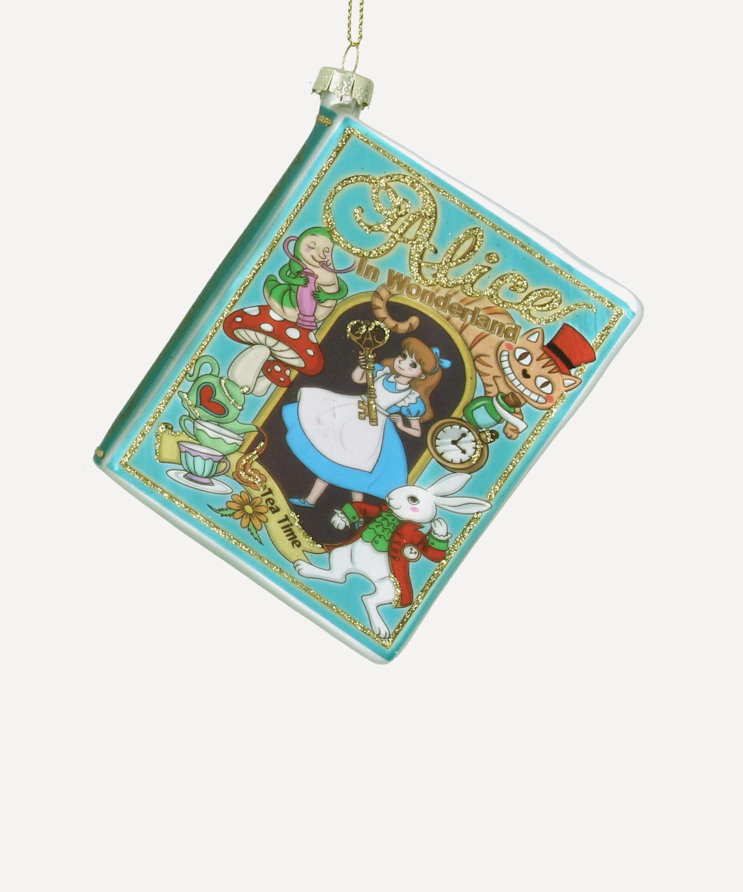 Christmas - Alice in Wonderland Book Glass Ornament image number 0