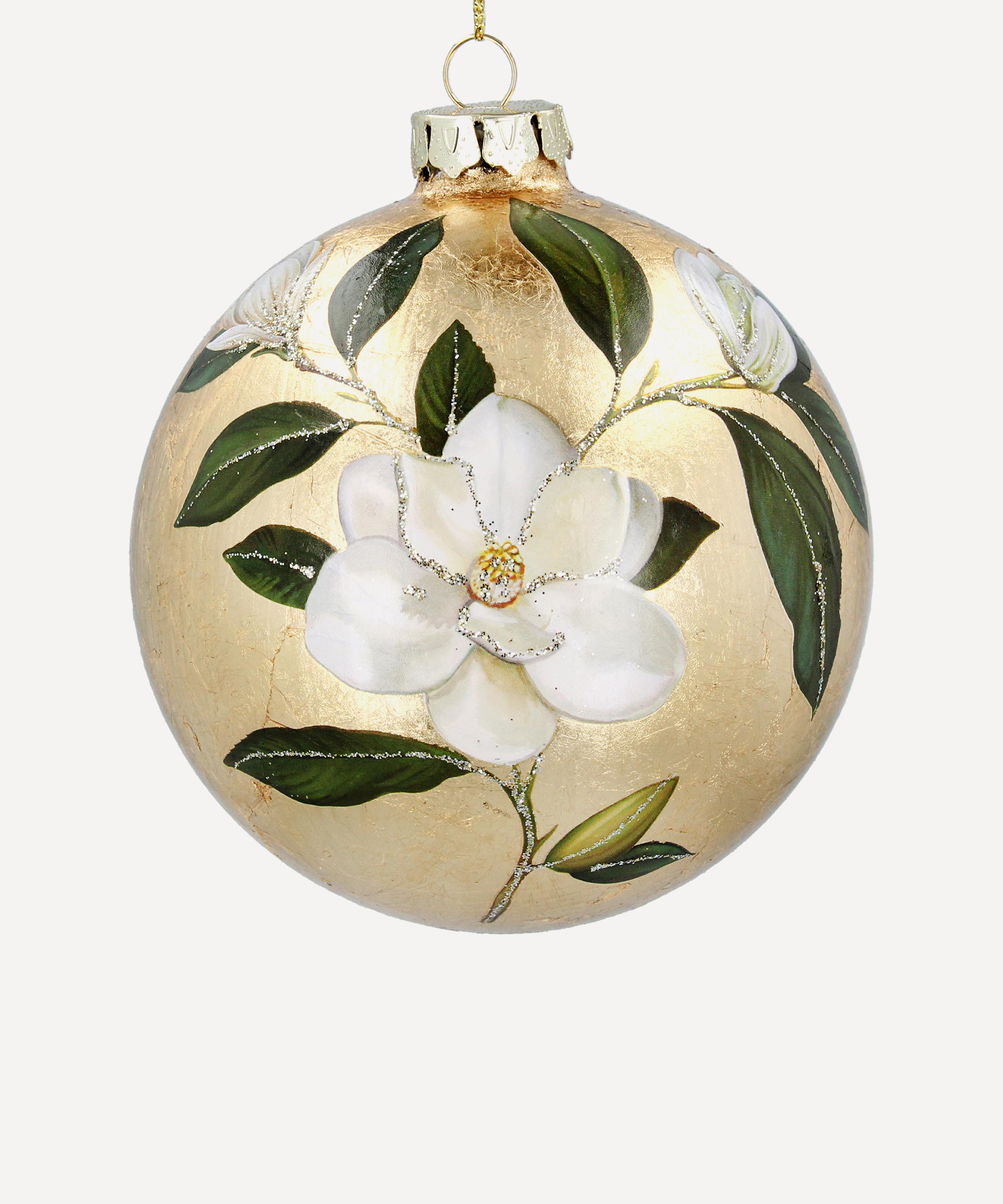Christmas - Magnolia Antique Gold Glass Ornament image number 0