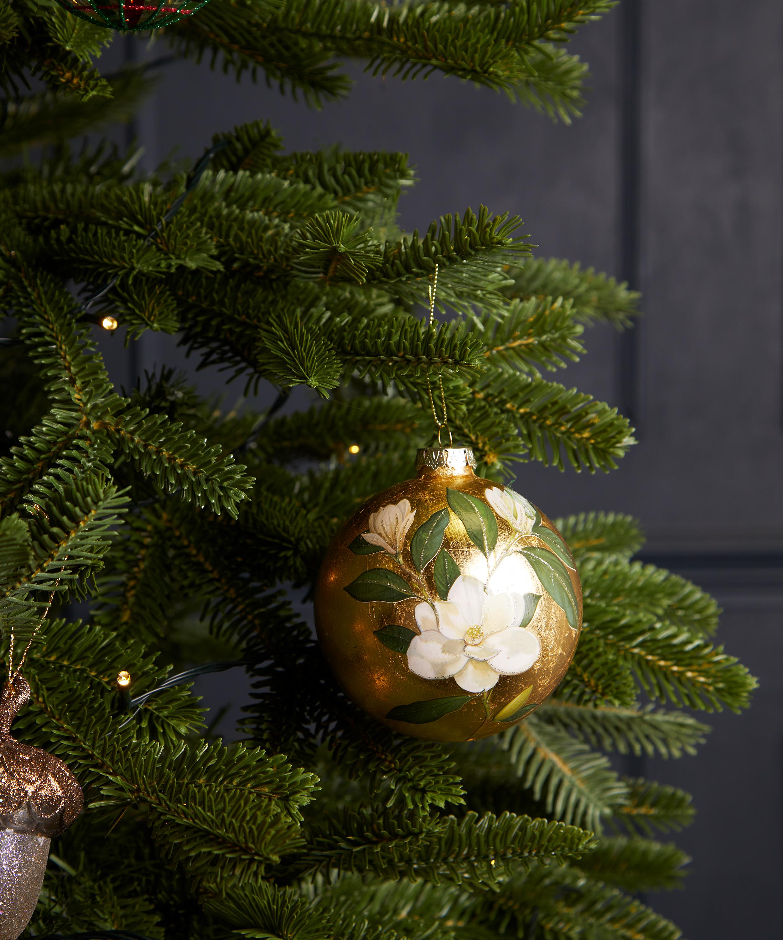 Christmas - Magnolia Antique Gold Glass Ornament image number 1