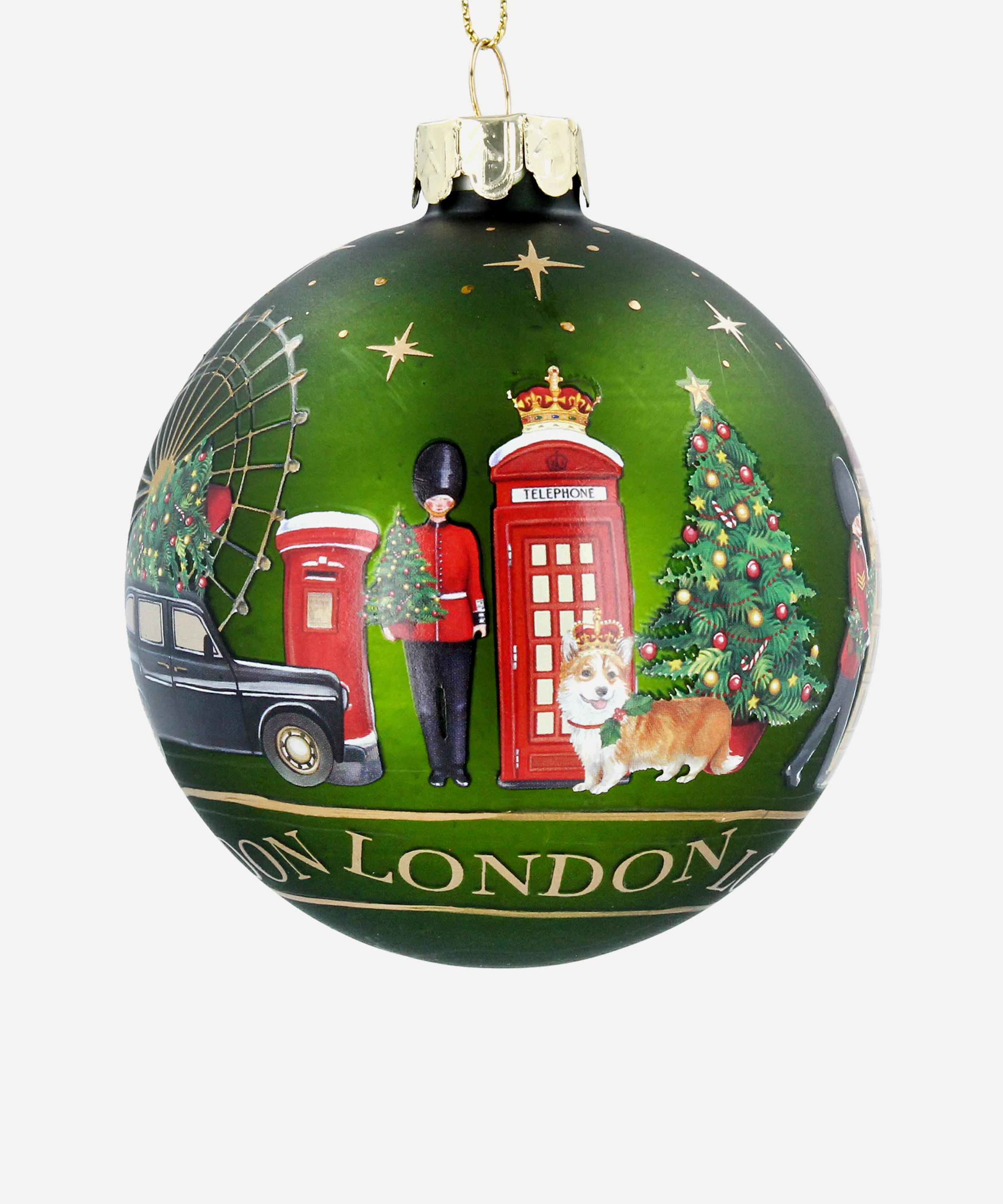 Christmas - Matt Green London Scene Glass Ornament image number 0