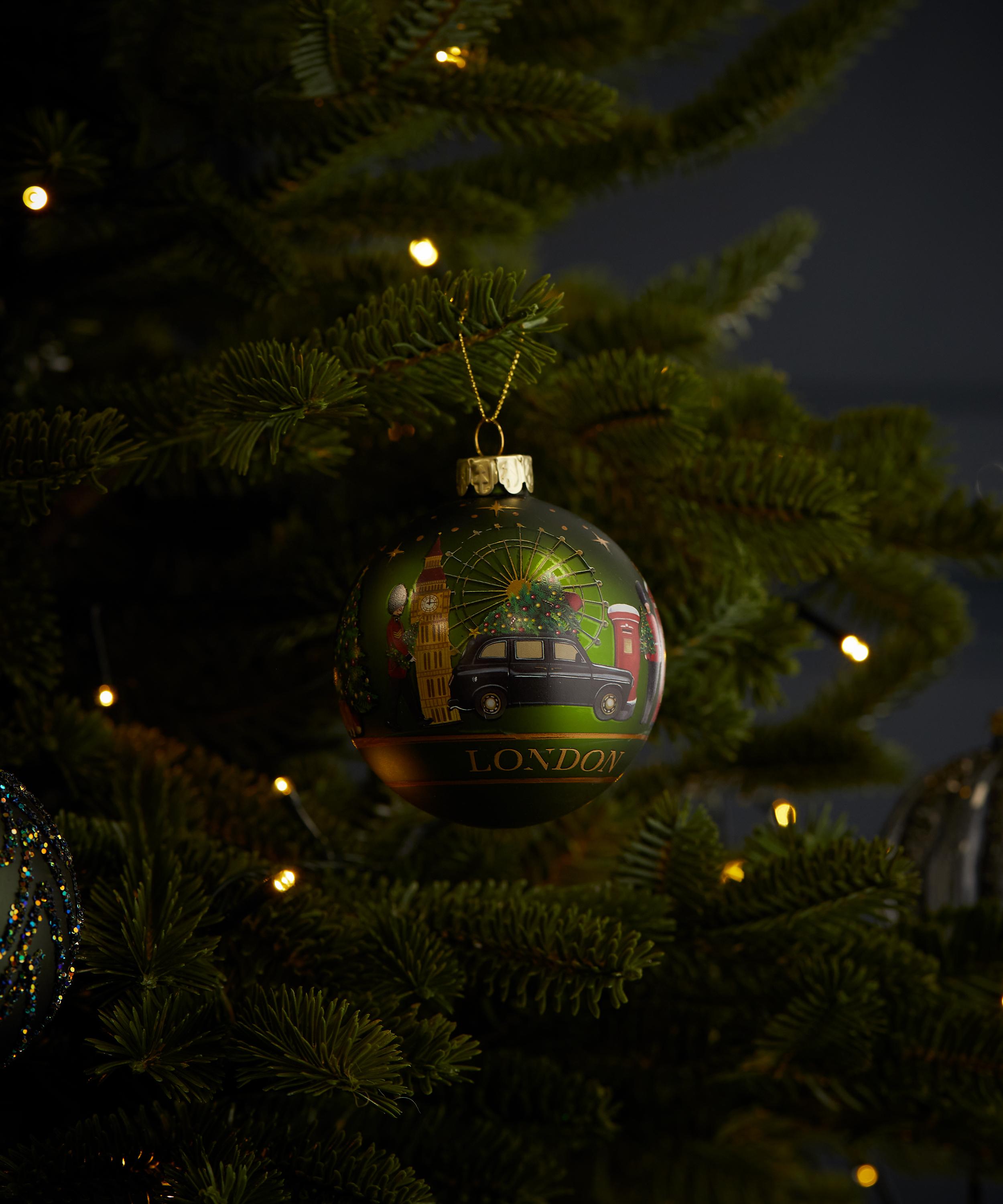 Christmas - Matt Green London Scene Glass Ornament image number 1