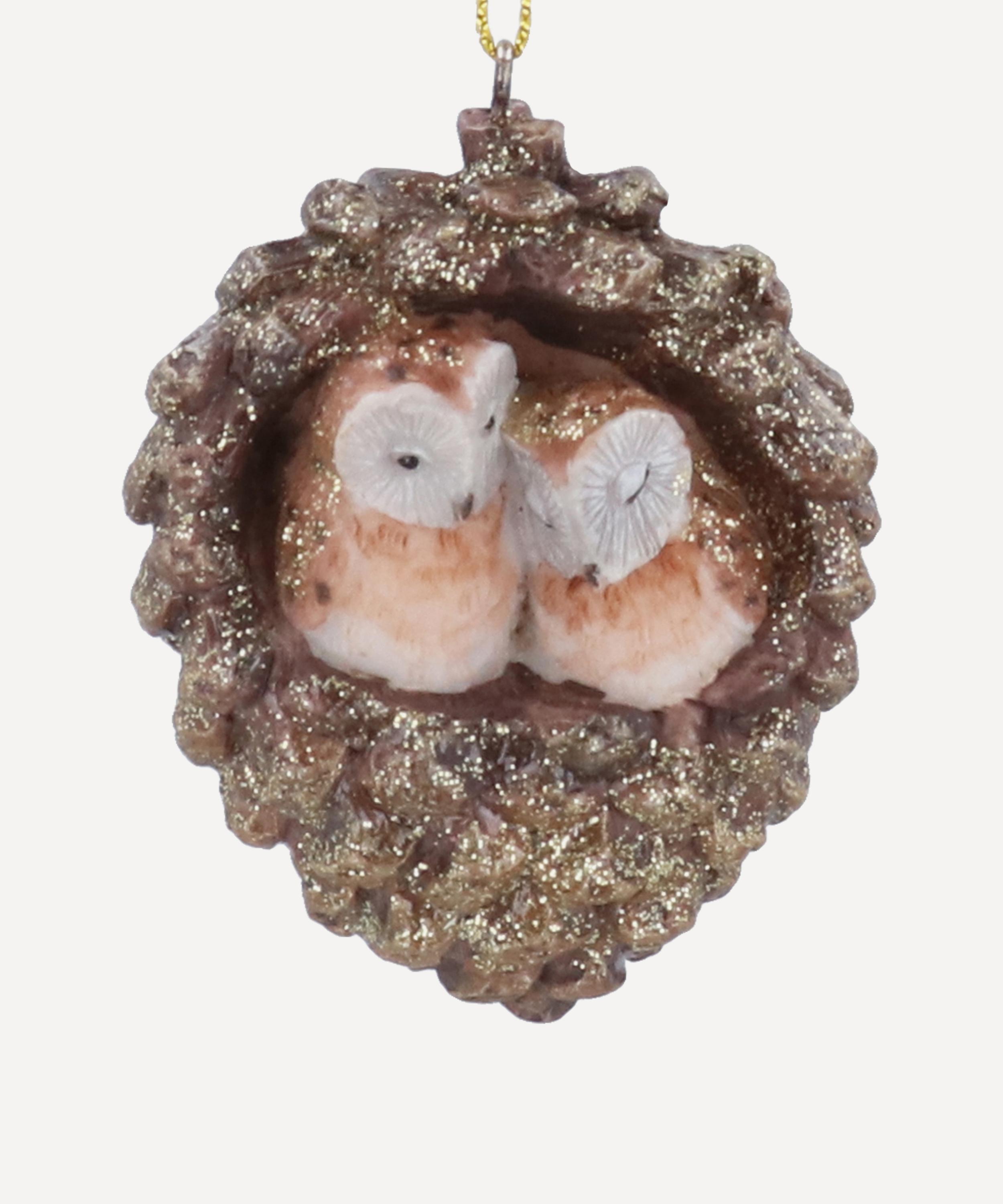 Christmas - Owls in Pinecone Ornament image number 0