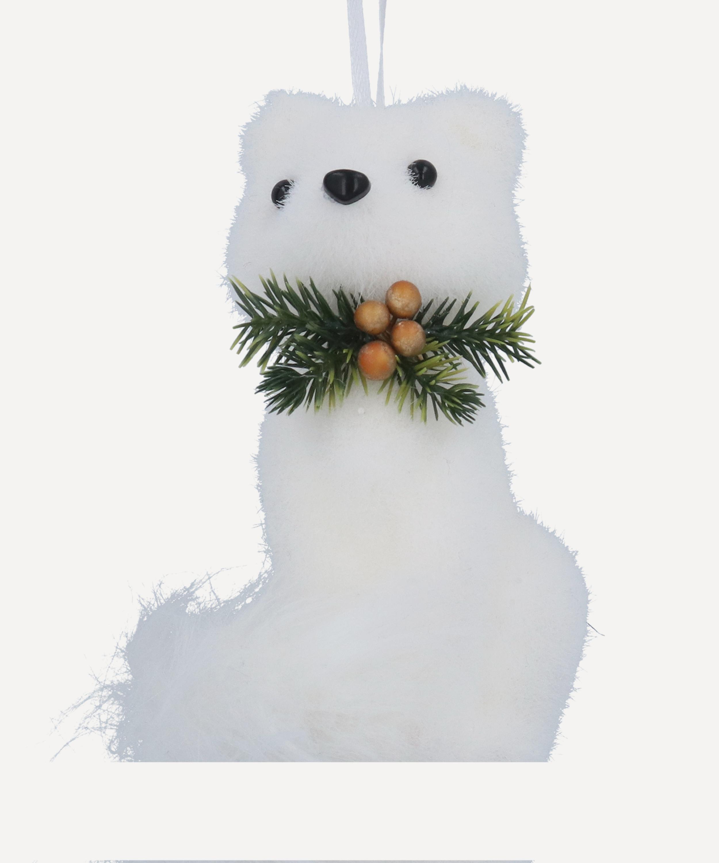 Christmas - Sitting Fox White Flocked Ornament image number 0
