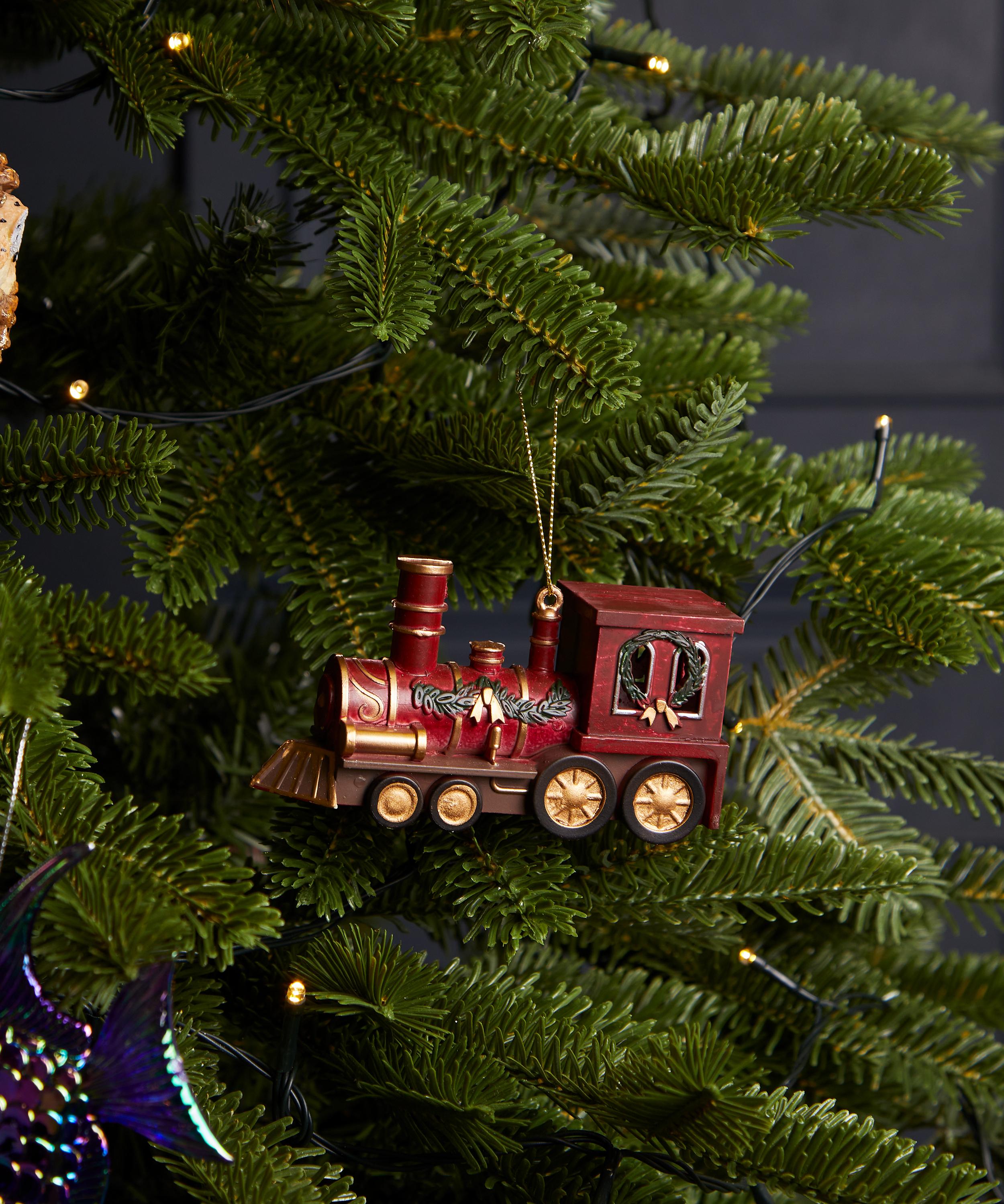 Christmas - Red Antiqued Acrylic Train Ornament image number 1