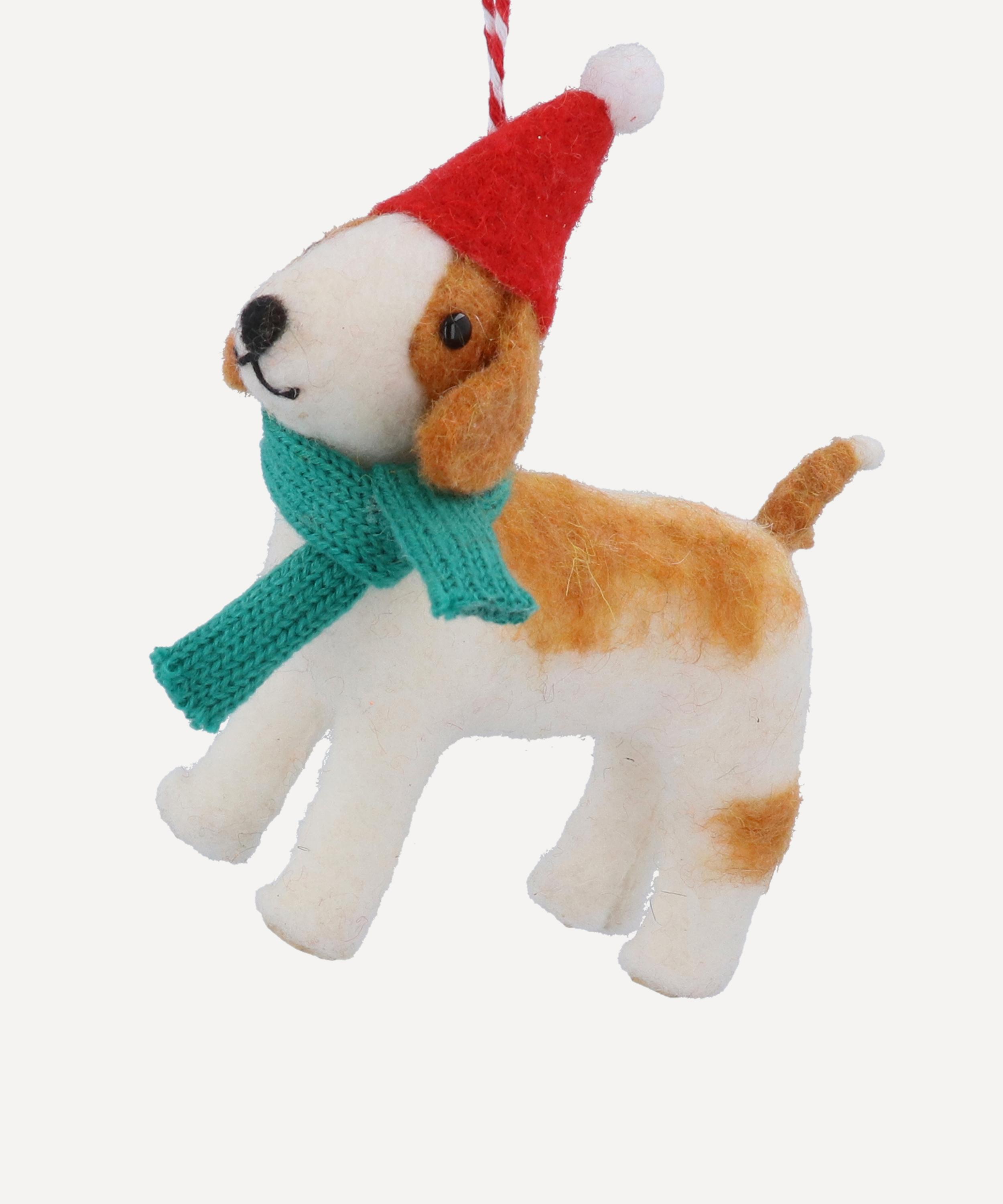 Christmas - Plush Dog with Hat Ornament image number 0