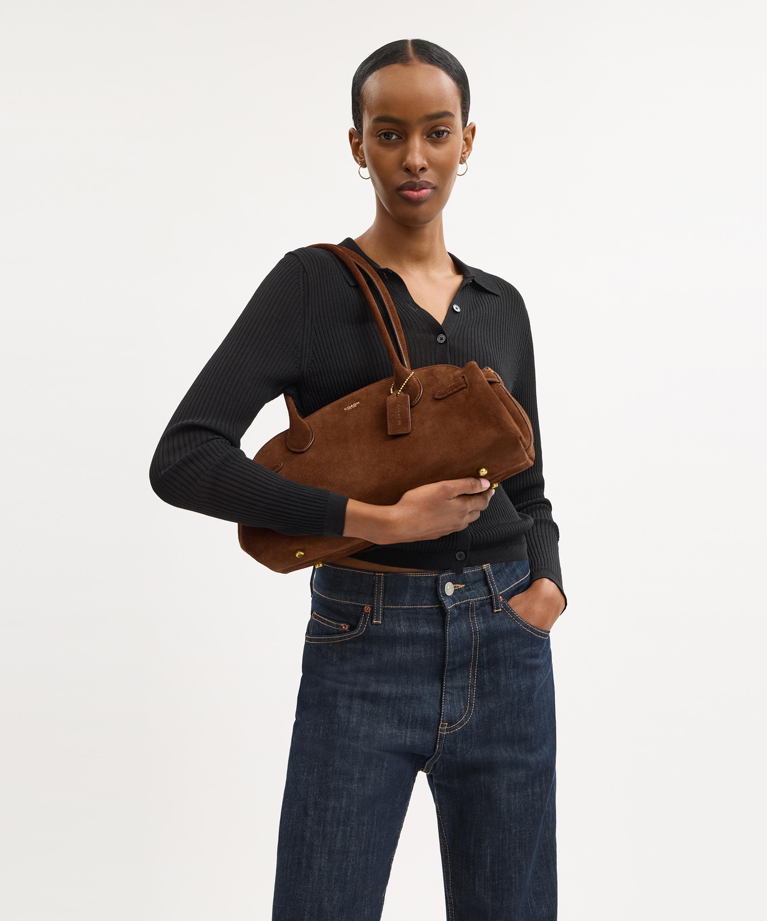 Coach - Empire Carryall Suede Top Handle Bag 34 image number 1