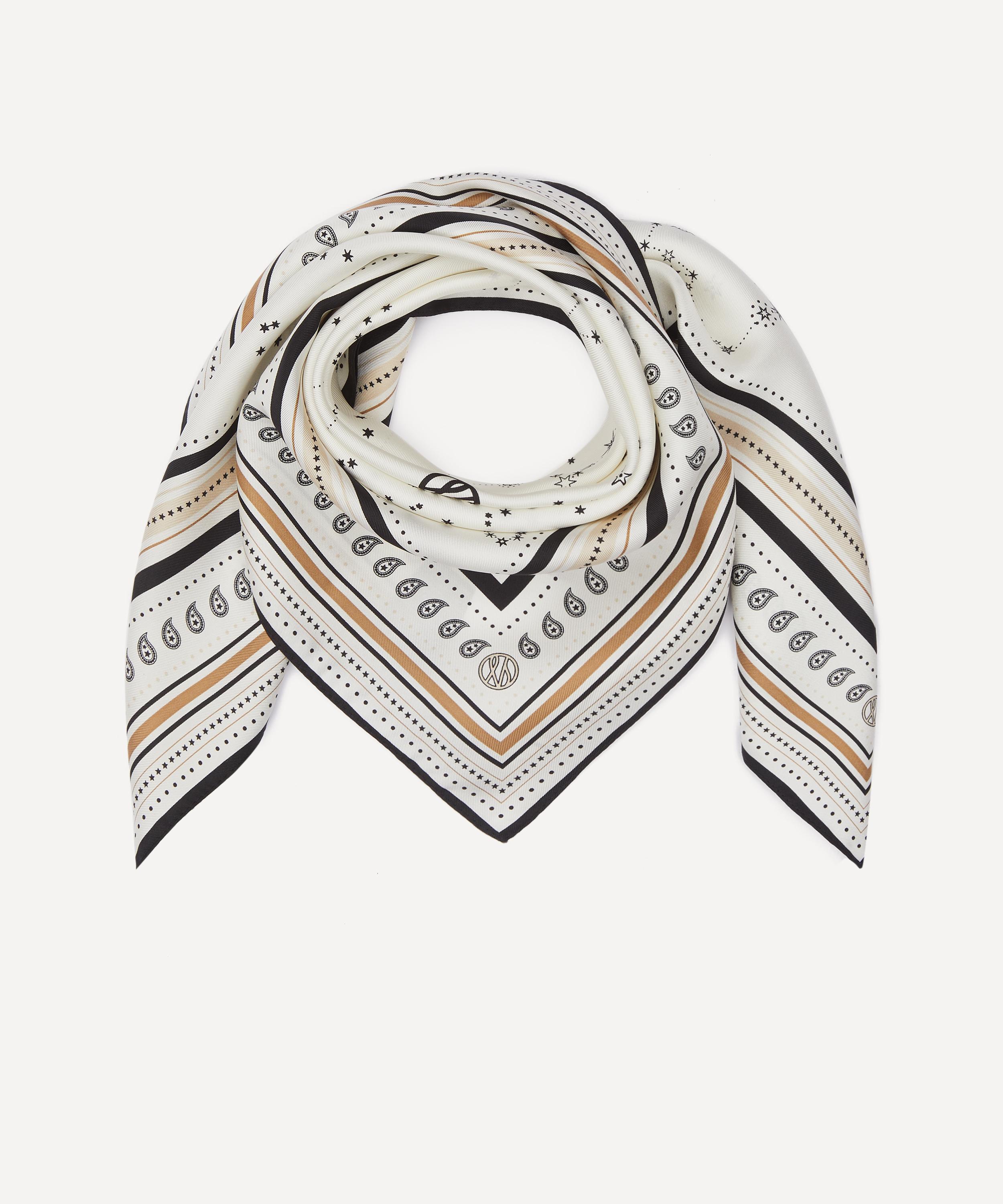 Lescarf - White Zodiak Silk Scarf image number 1