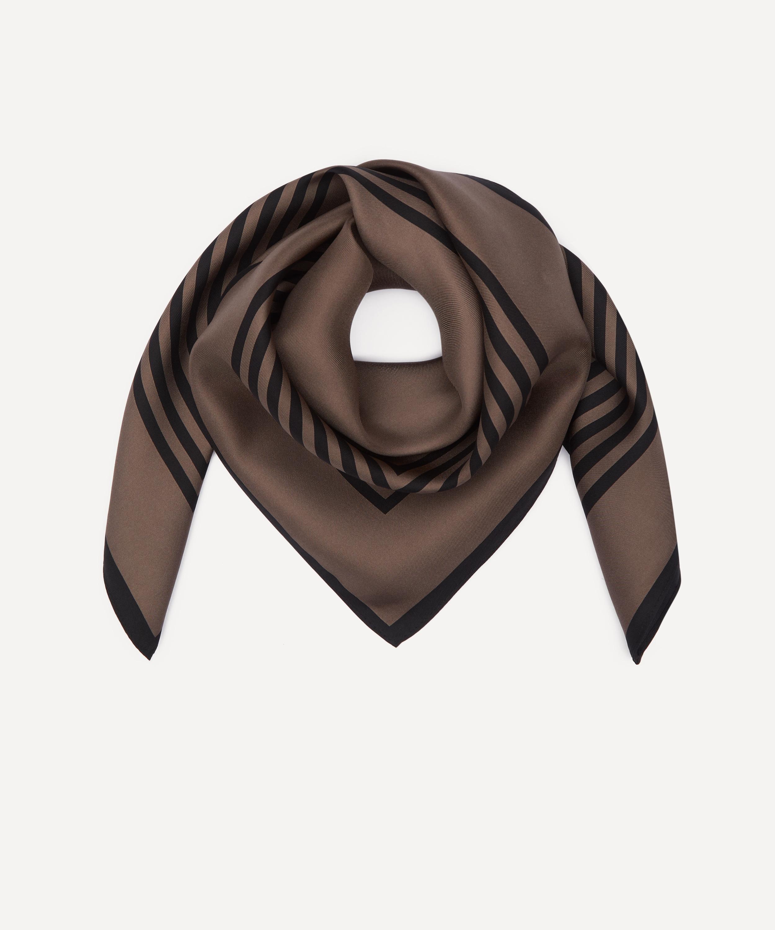 Lescarf - Taupe Striped Silk Scarf image number 1