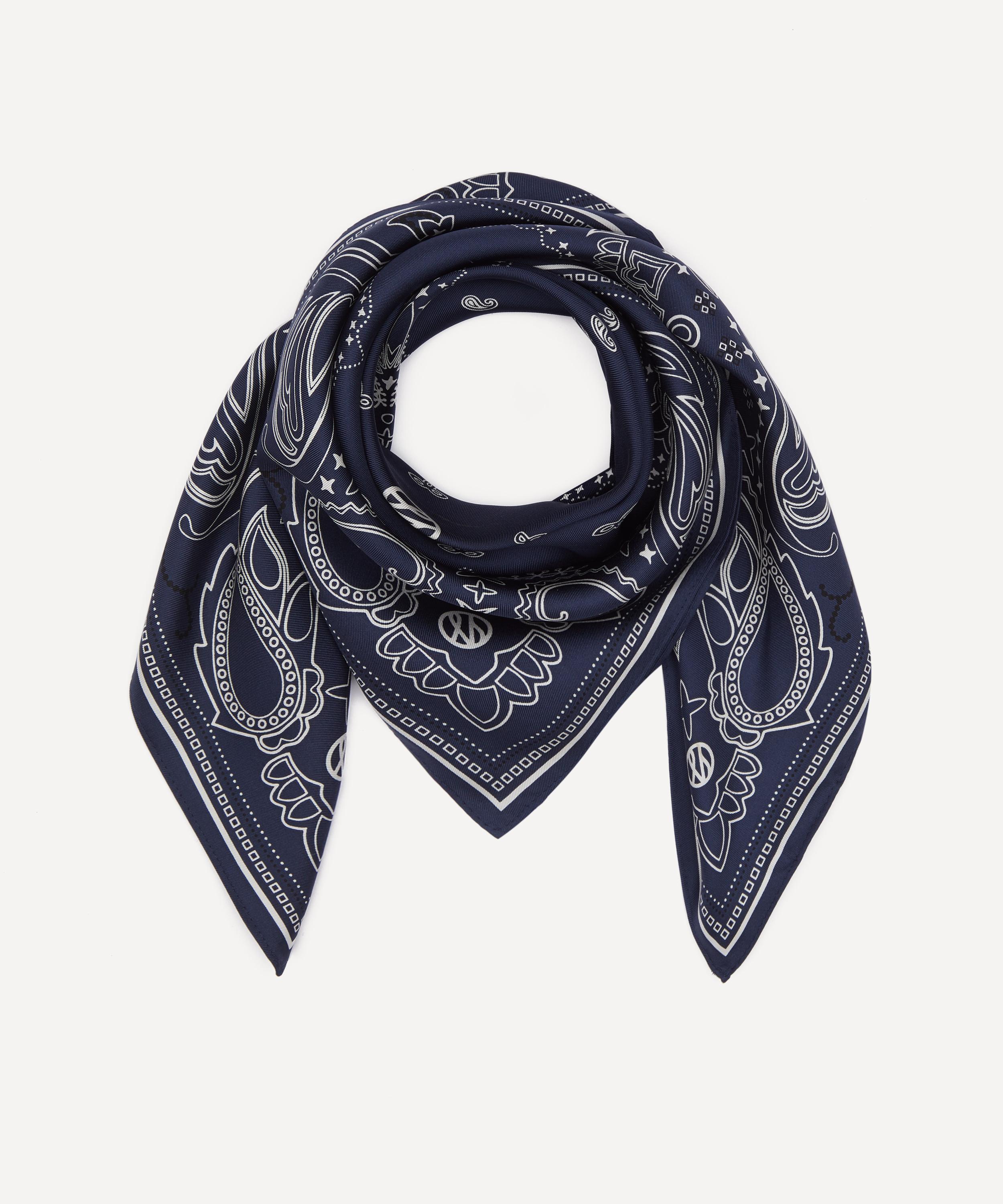 Lescarf - Navy Paisley Silk Scarf image number 1
