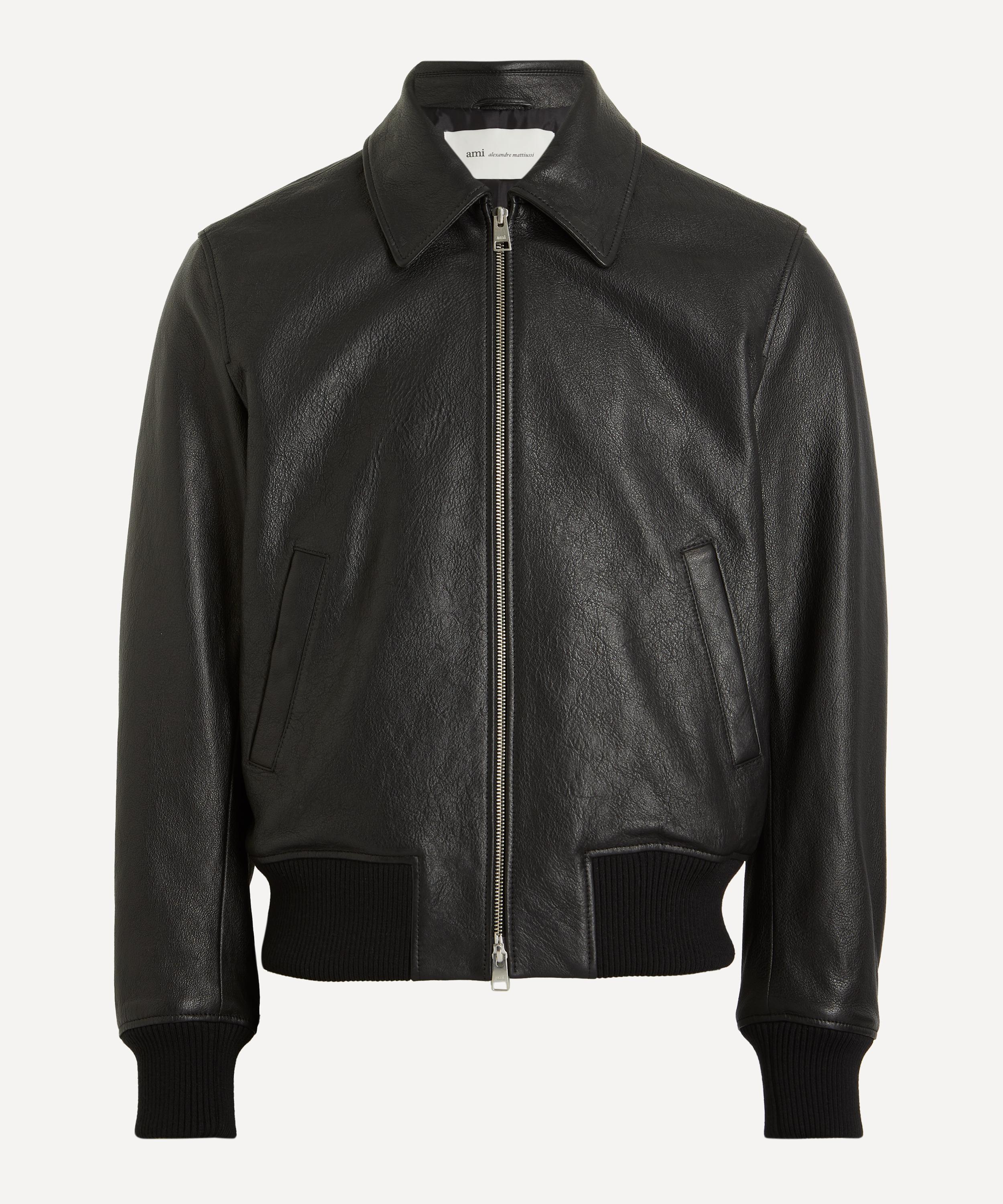 Ami - Black Leather Zipped Jacket