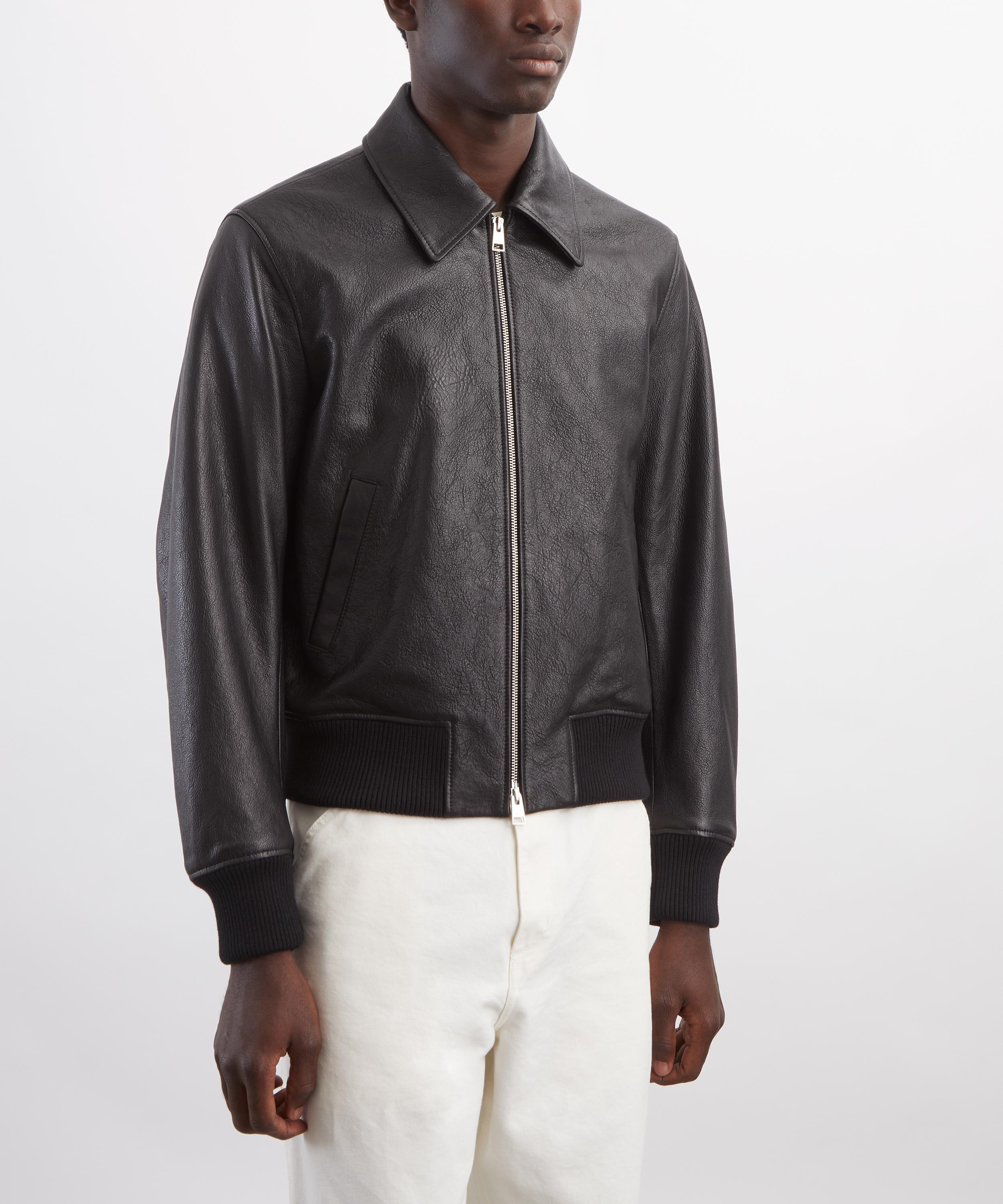 Ami - Black Leather Zipped Jacket image number 2