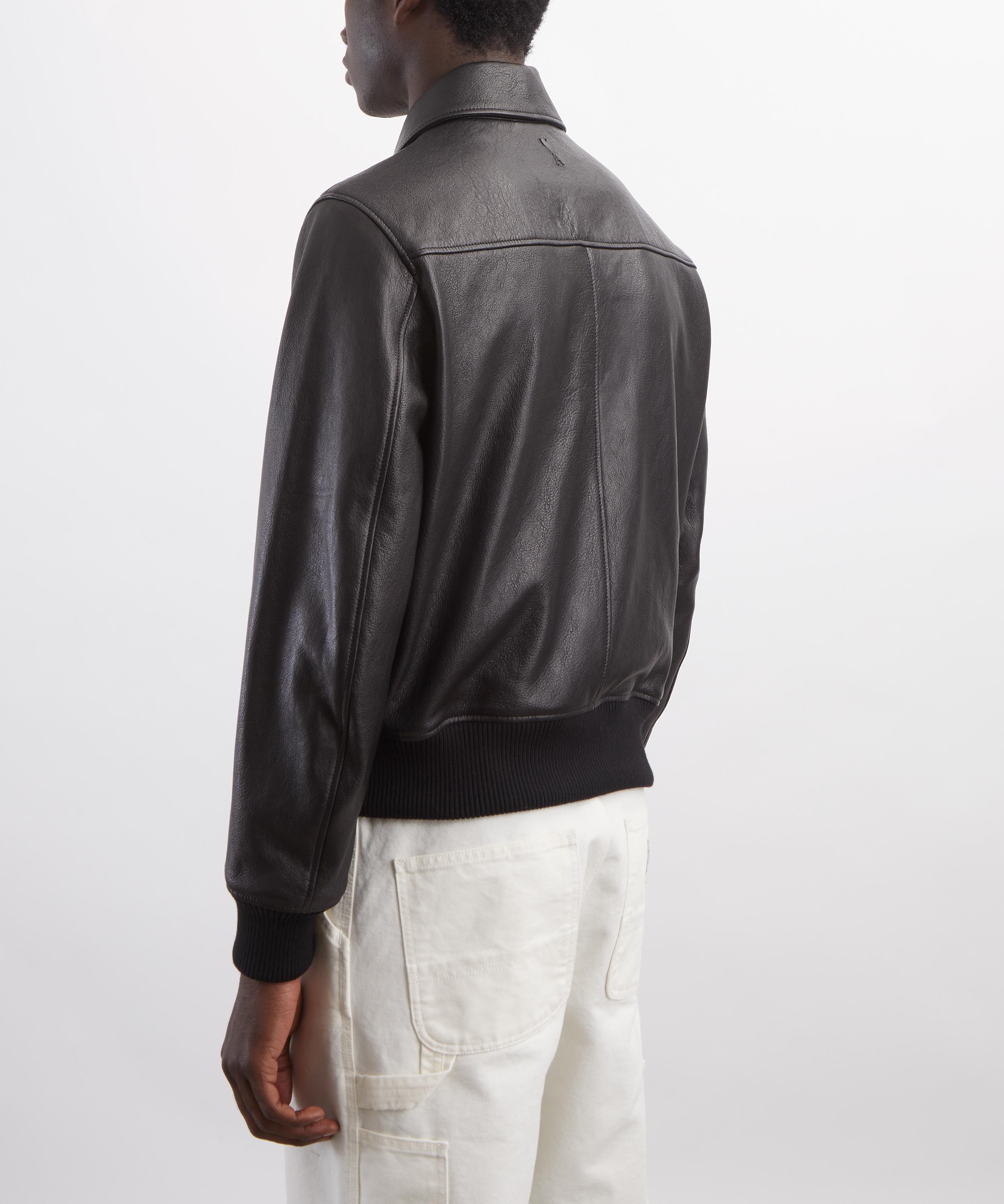 Ami - Black Leather Zipped Jacket image number 3
