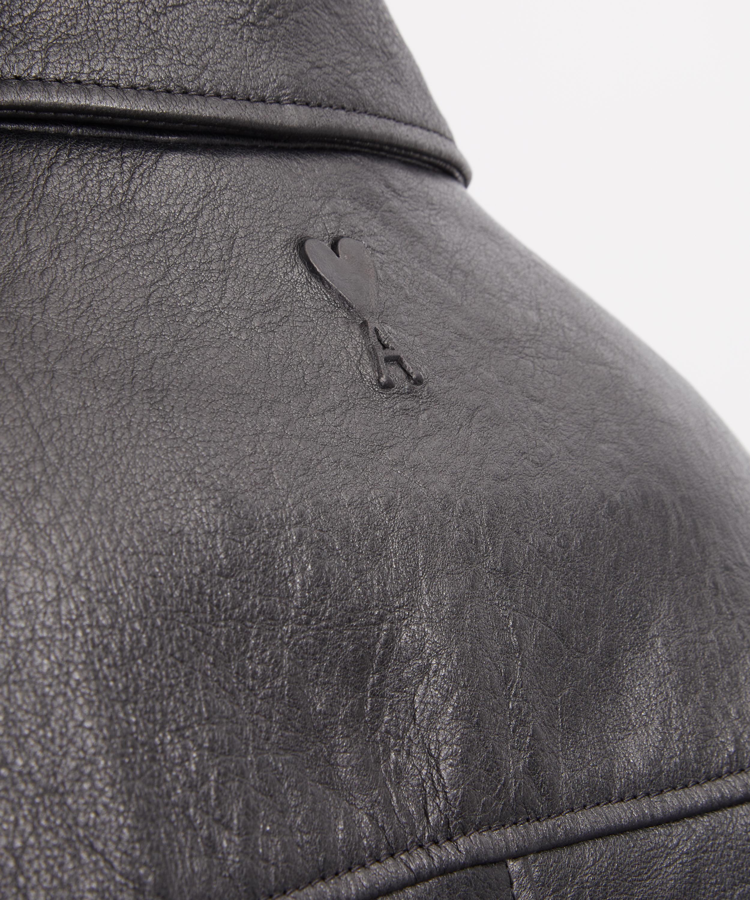 Ami - Black Leather Zipped Jacket image number 4