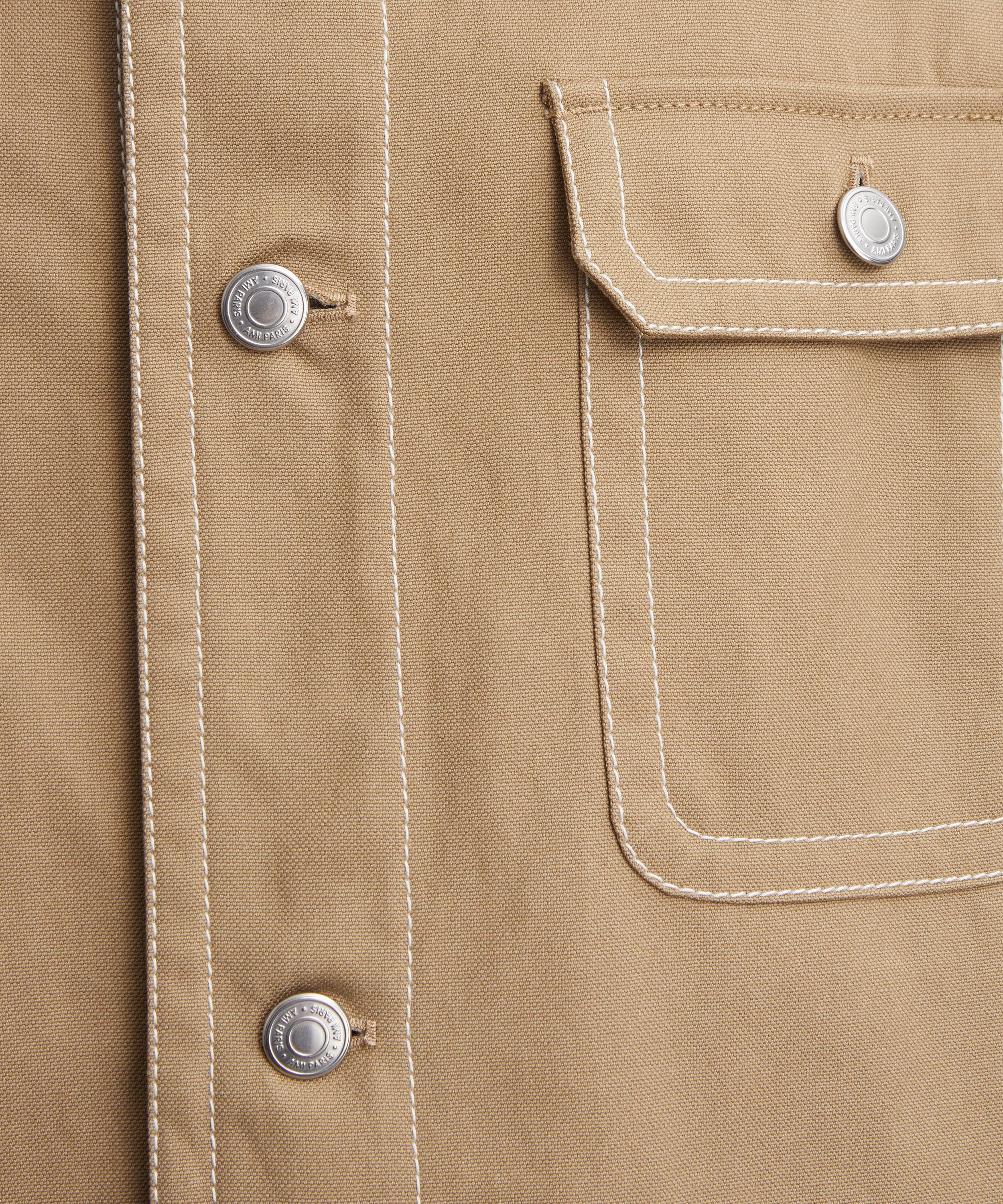 Ami - Beige Cotton Worker Jacket image number 4