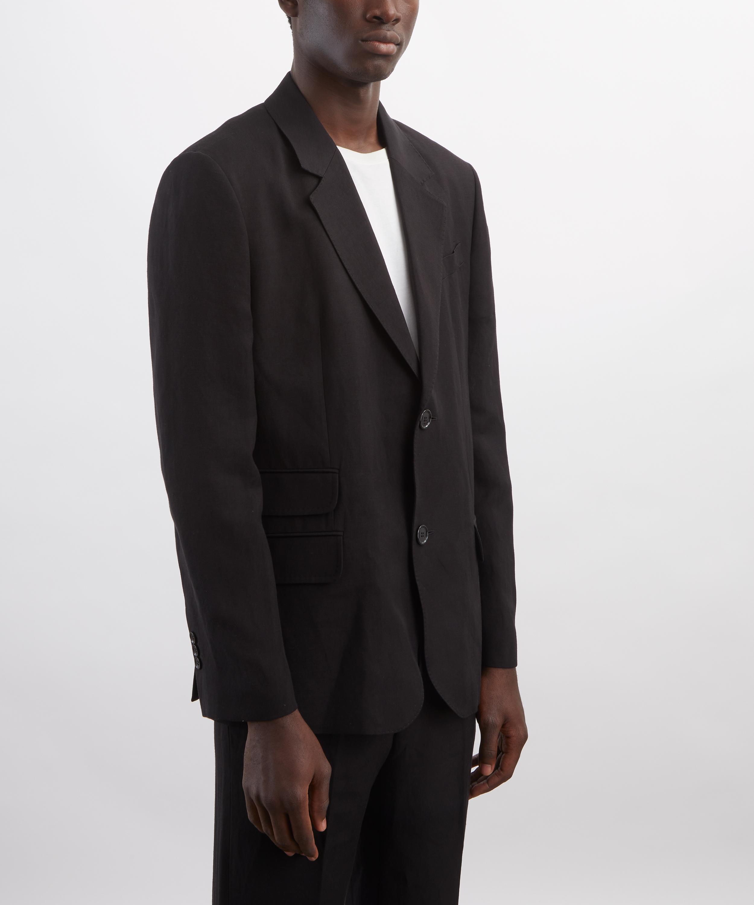 Ami - Black Linen-Blend Single Breasted Straight Jacket image number 2
