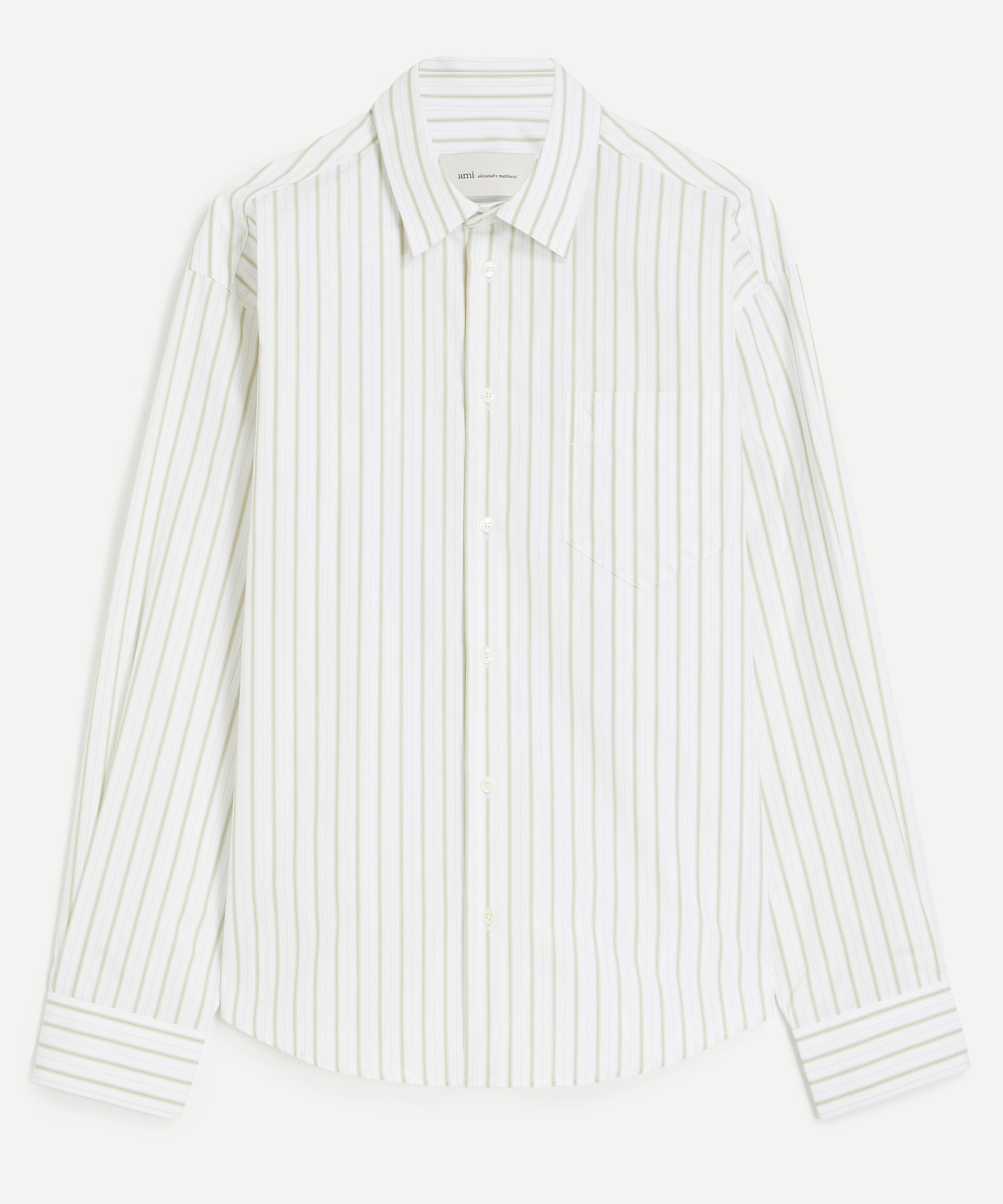 Ami - White Striped Cotton Boxy Shirt