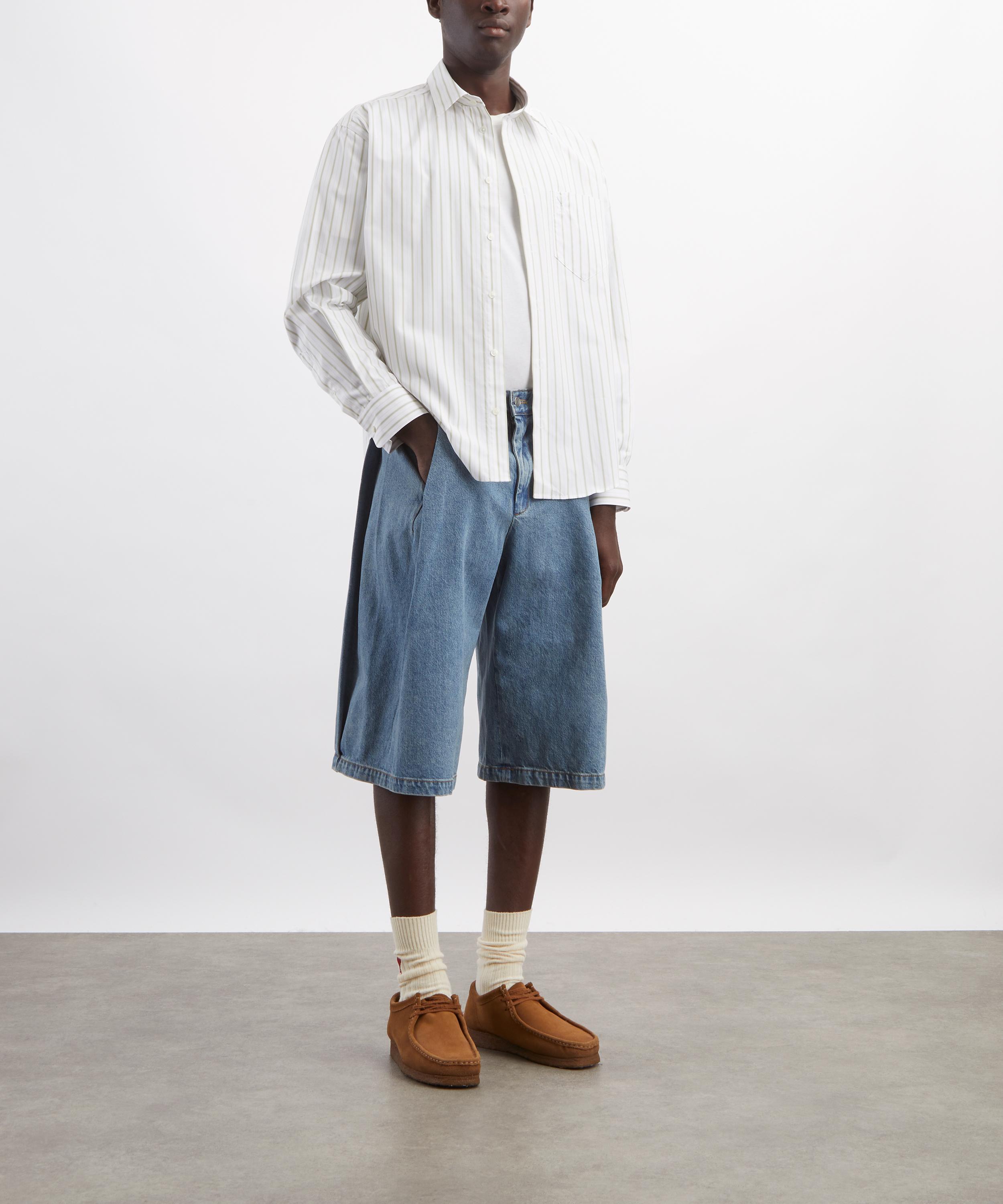 Ami - White Striped Cotton Boxy Shirt image number 1