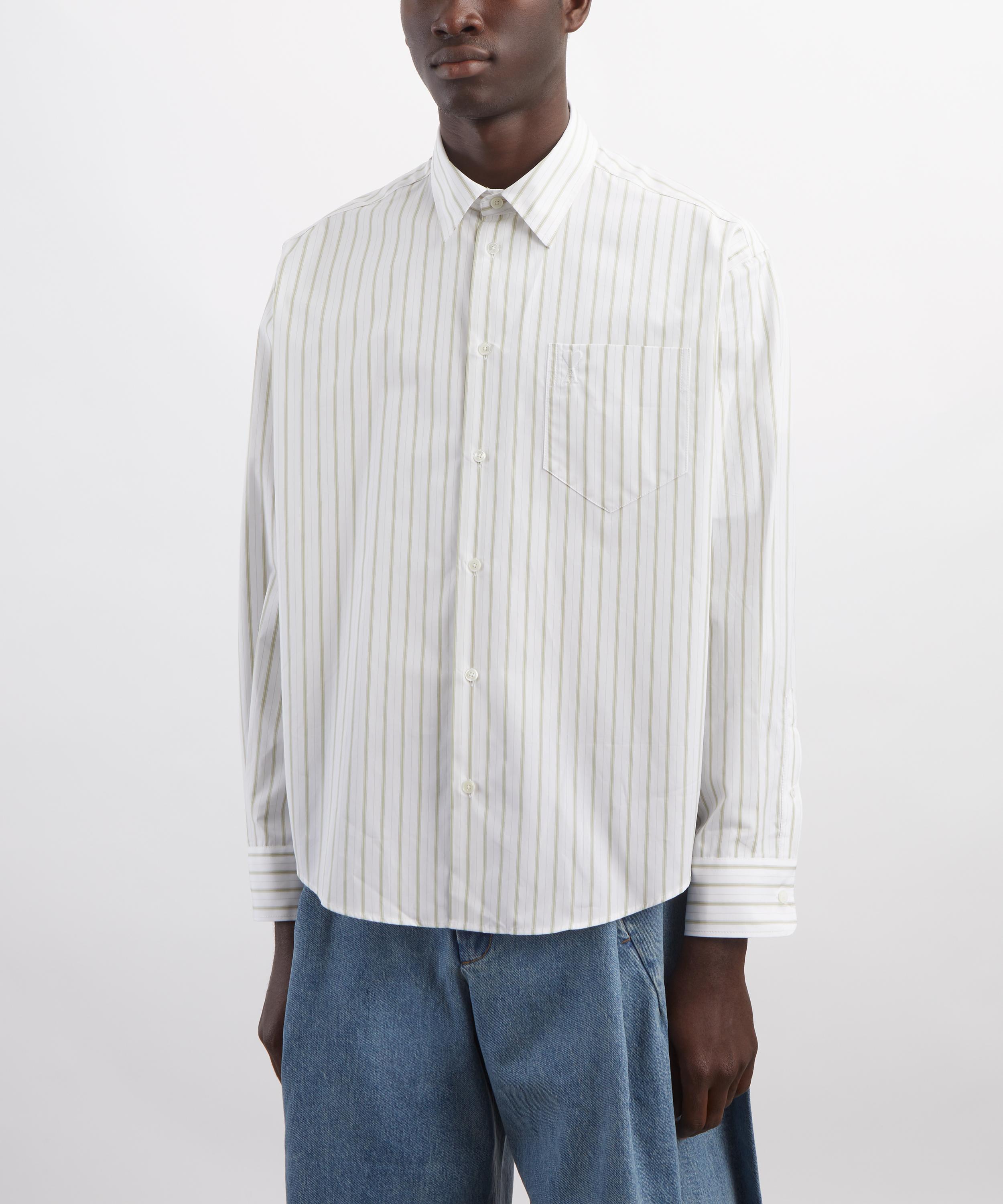 Ami - White Striped Cotton Boxy Shirt image number 2