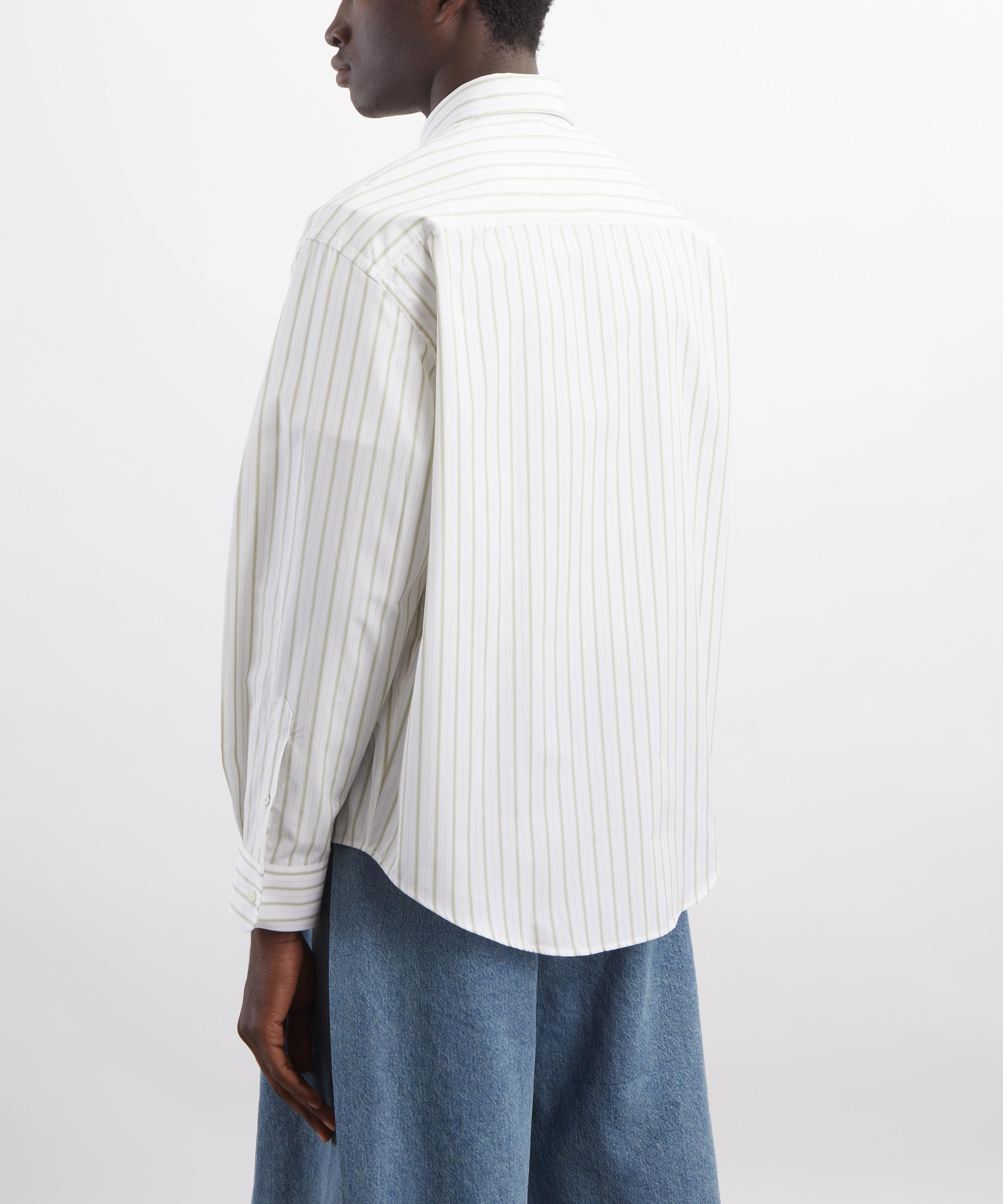 Ami - White Striped Cotton Boxy Shirt image number 3