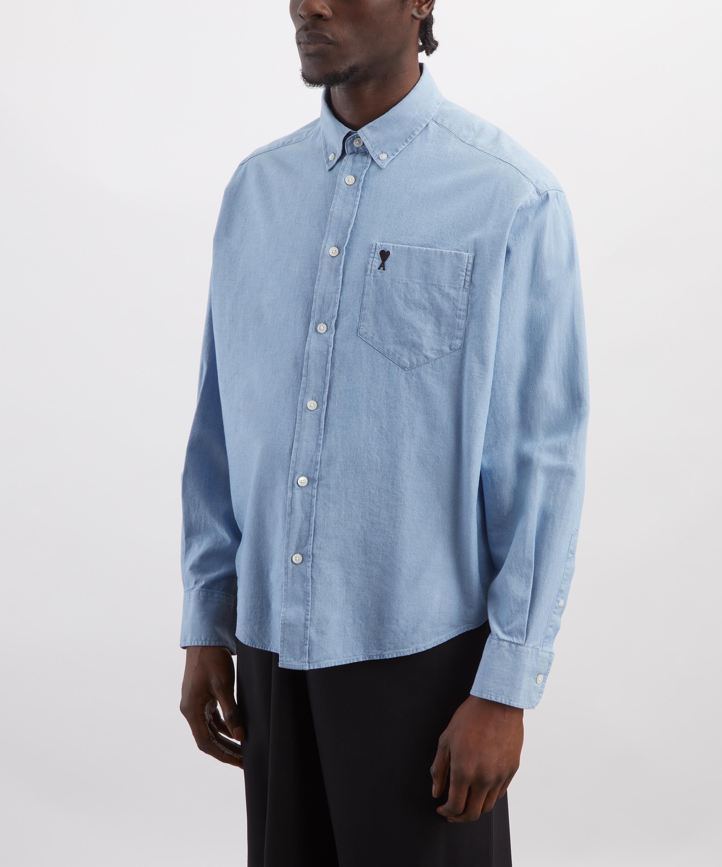 Ami - Blue Boxy Cotton Chambray Shirt image number 2