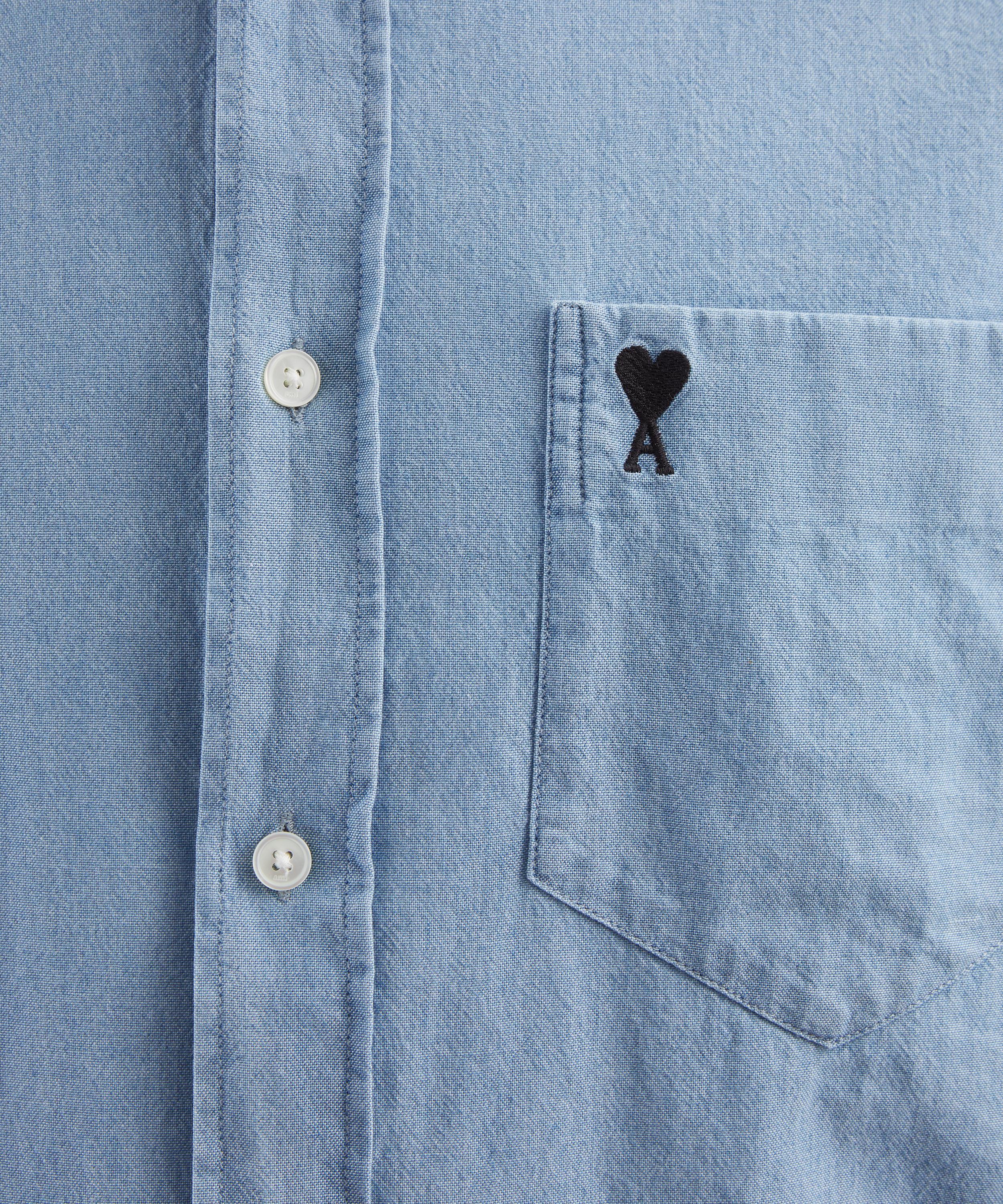 Ami - Blue Boxy Cotton Chambray Shirt image number 4