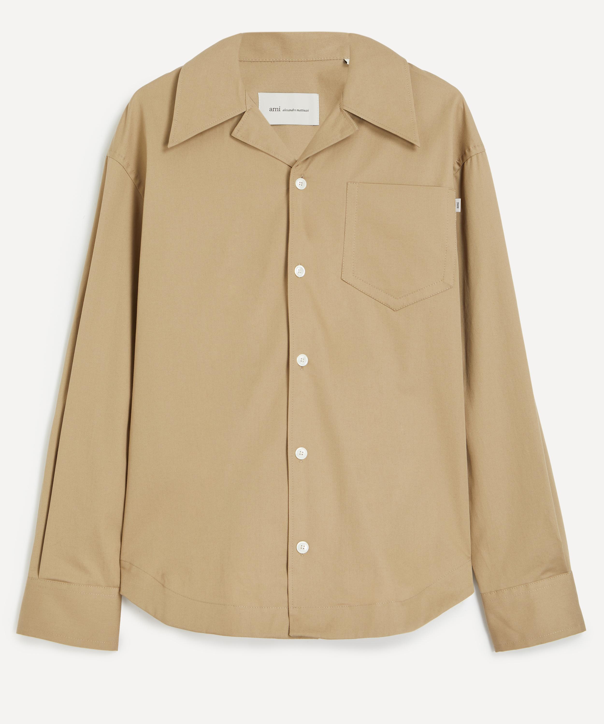 Ami - Beige Taupe Cotton Long Sleeve Wide Shirt