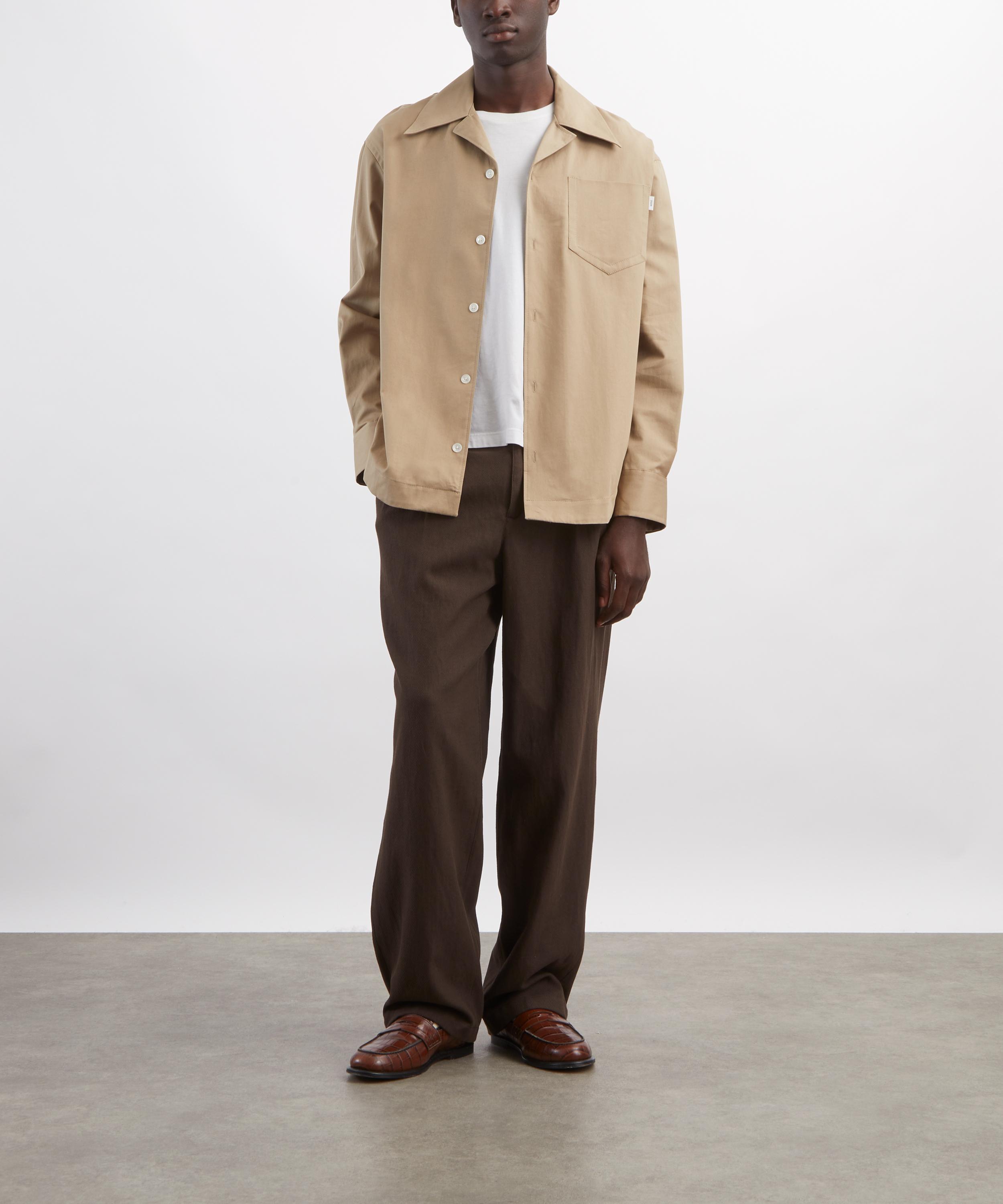 Ami - Beige Taupe Cotton Long Sleeve Wide Shirt image number 1