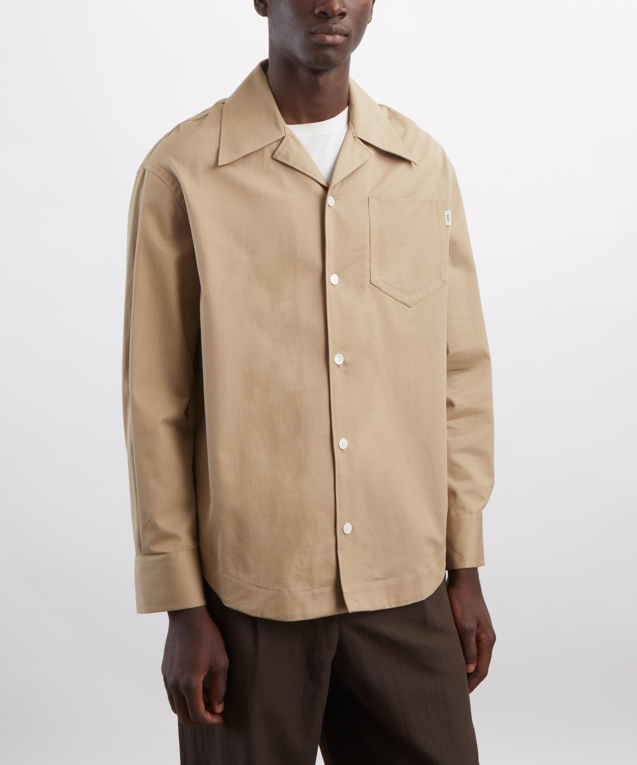 Ami - Beige Taupe Cotton Long Sleeve Wide Shirt image number 2