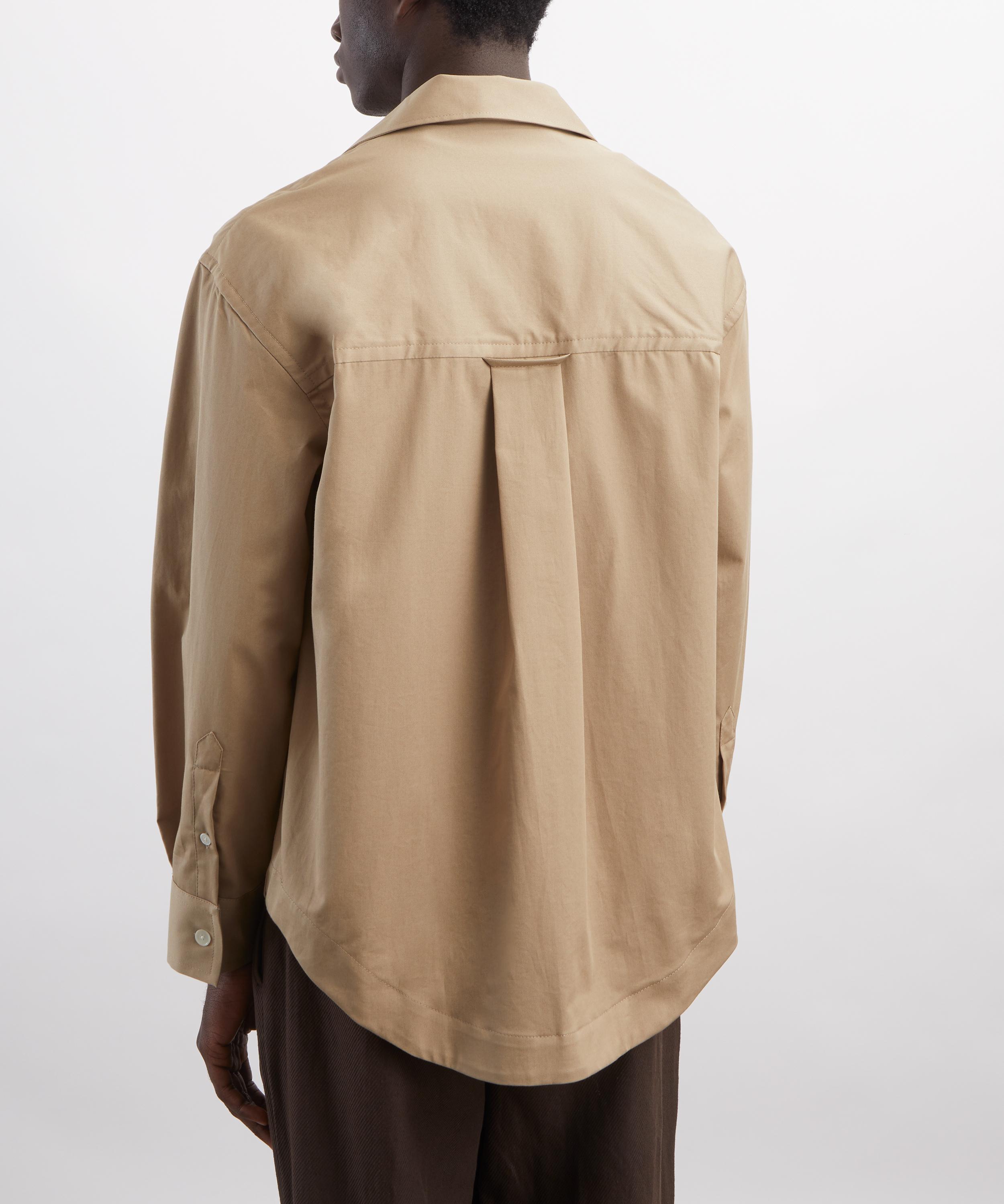 Ami - Beige Taupe Cotton Long Sleeve Wide Shirt image number 3