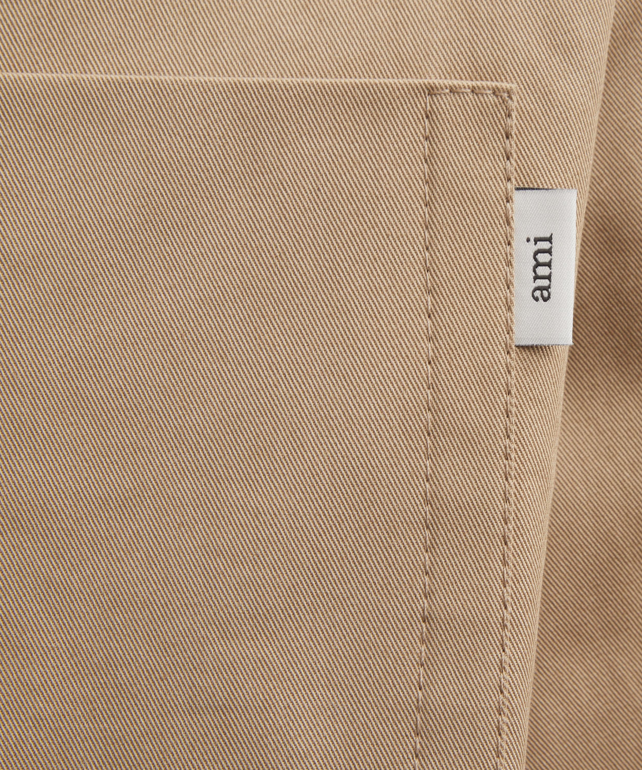 Ami - Beige Taupe Cotton Long Sleeve Wide Shirt image number 4