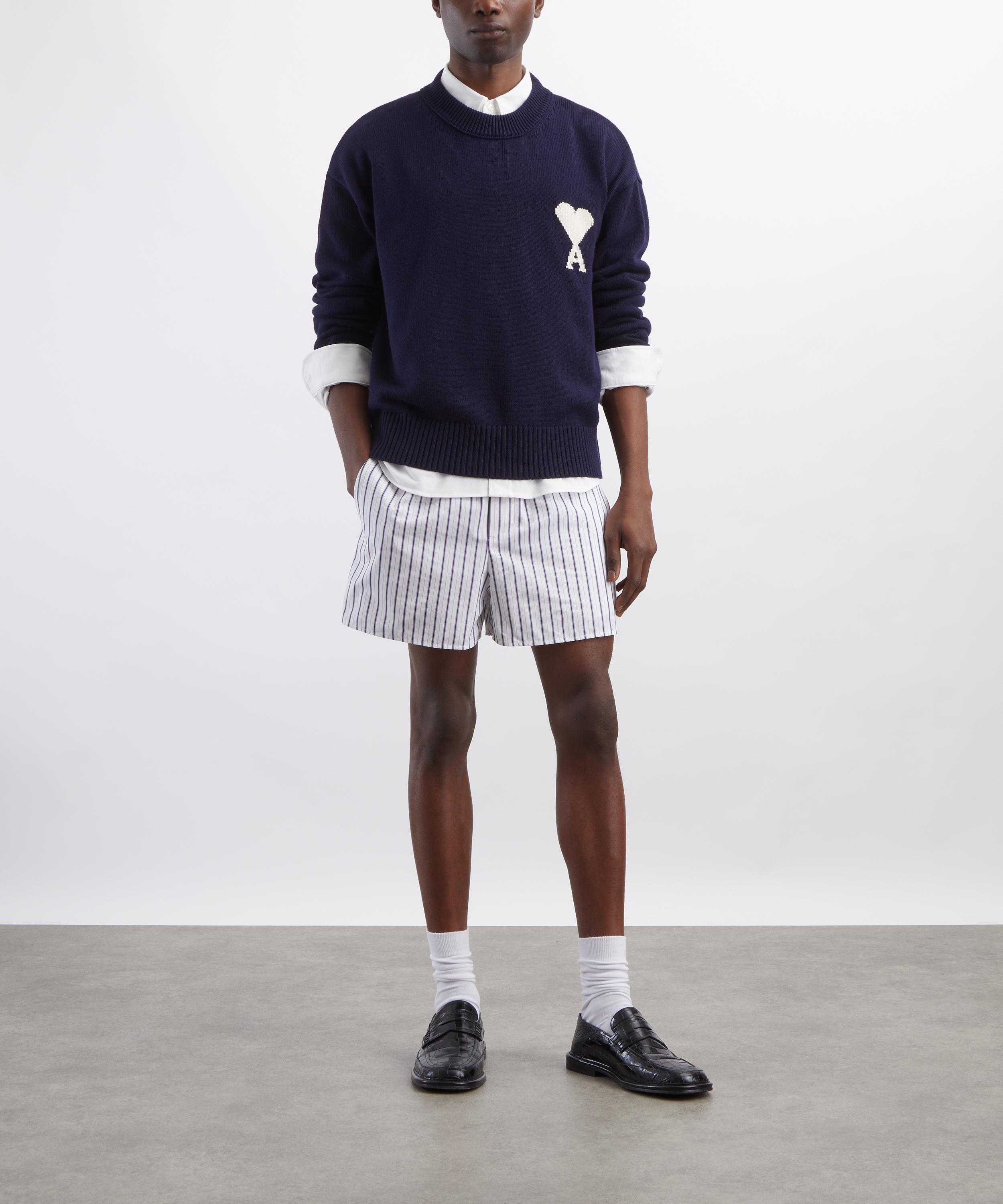 Ami - Navy Wool-Cotton Crew-Neck Ami de Coeur Jumper image number 1