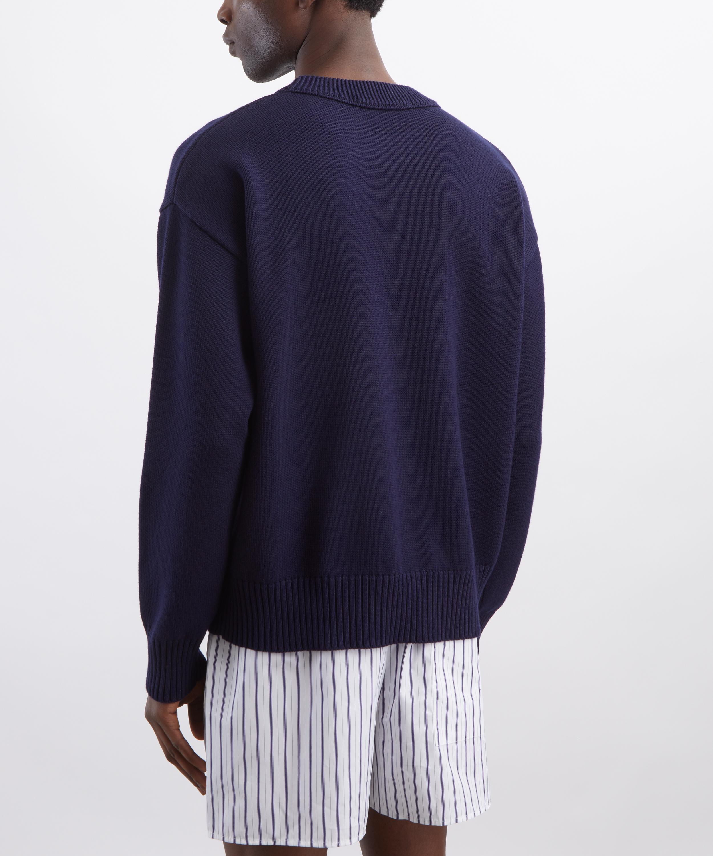 Ami - Navy Wool-Cotton Crew-Neck Ami de Coeur Jumper image number 3