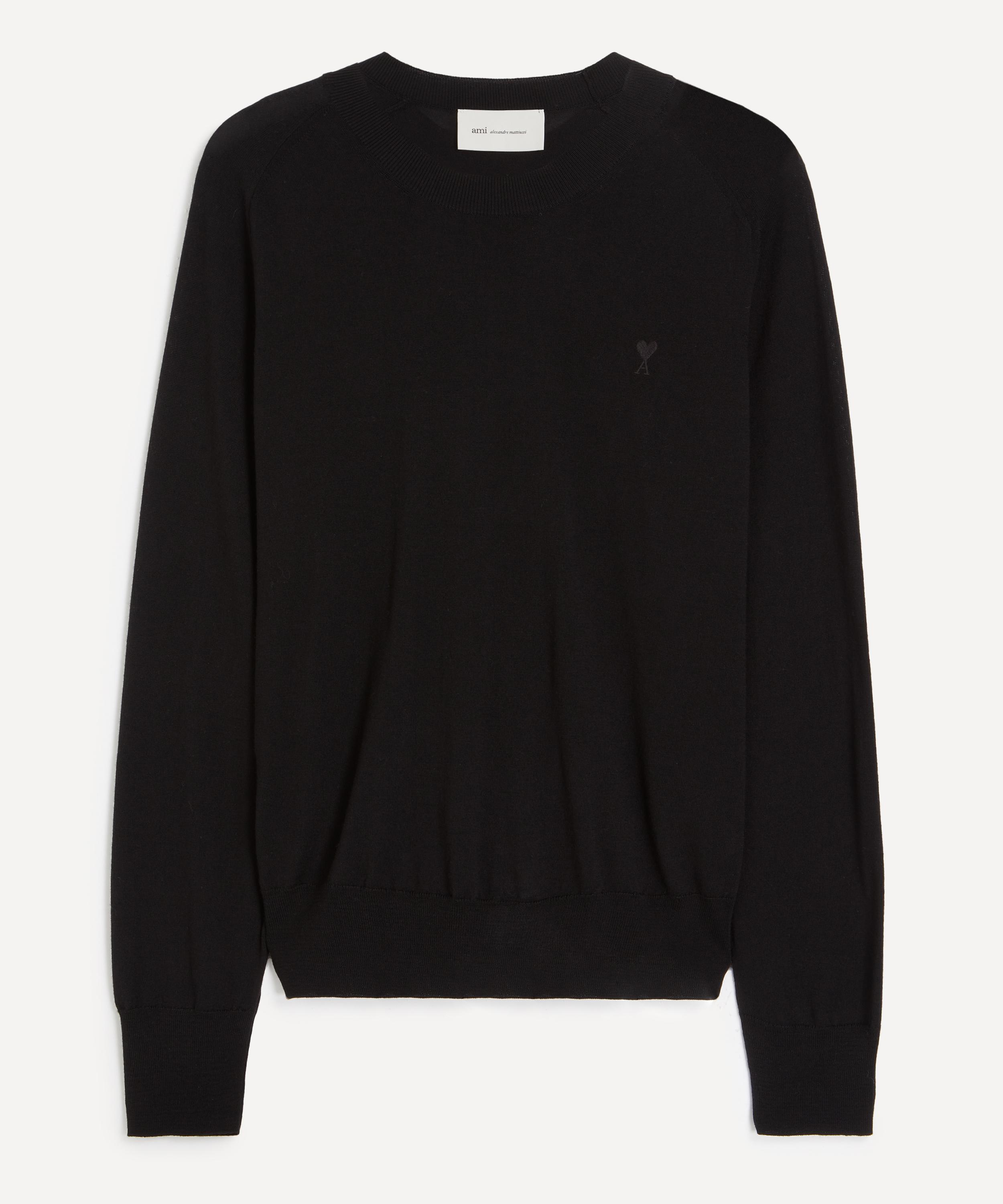 Ami - Black Crew-Neck Merino Wool Jumper