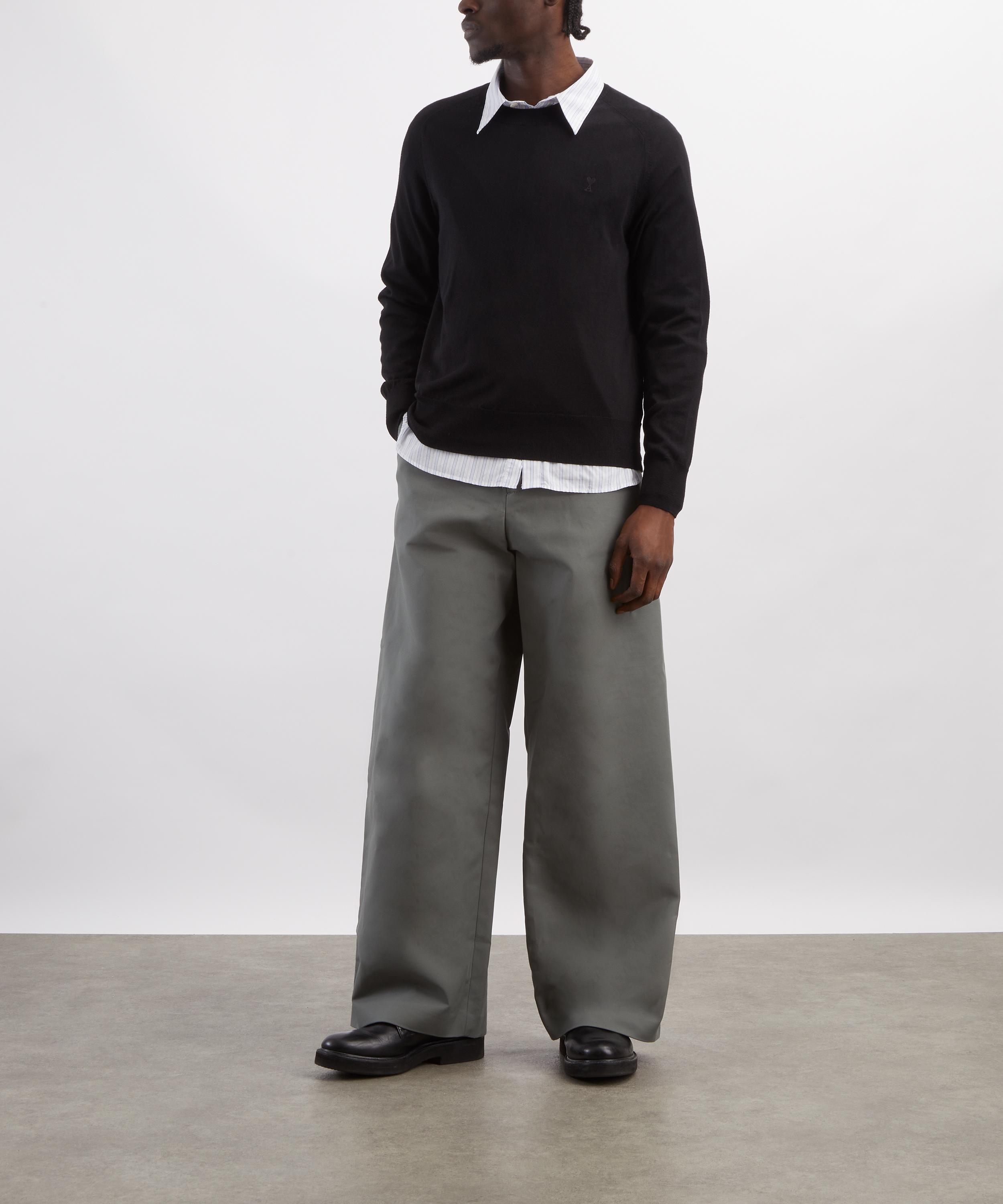 Ami - Black Crew-Neck Merino Wool Jumper image number 1