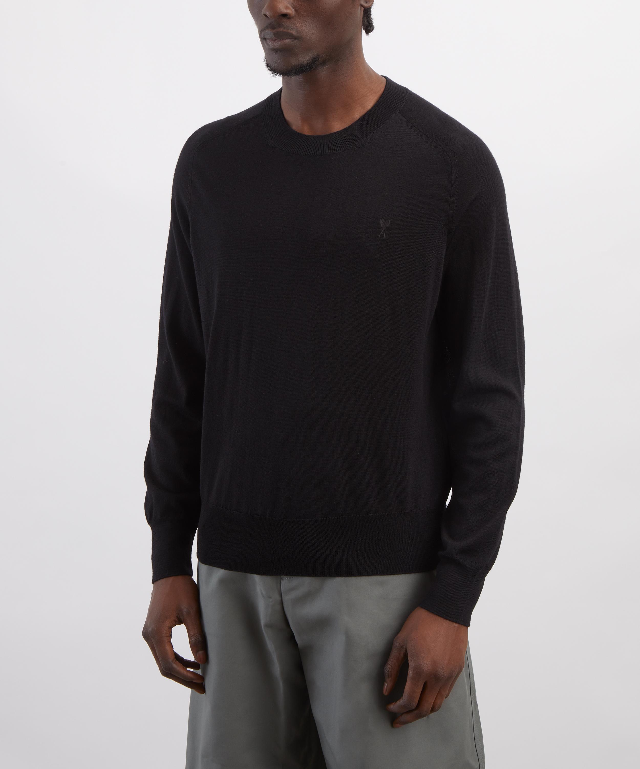 Ami - Black Crew-Neck Merino Wool Jumper image number 2