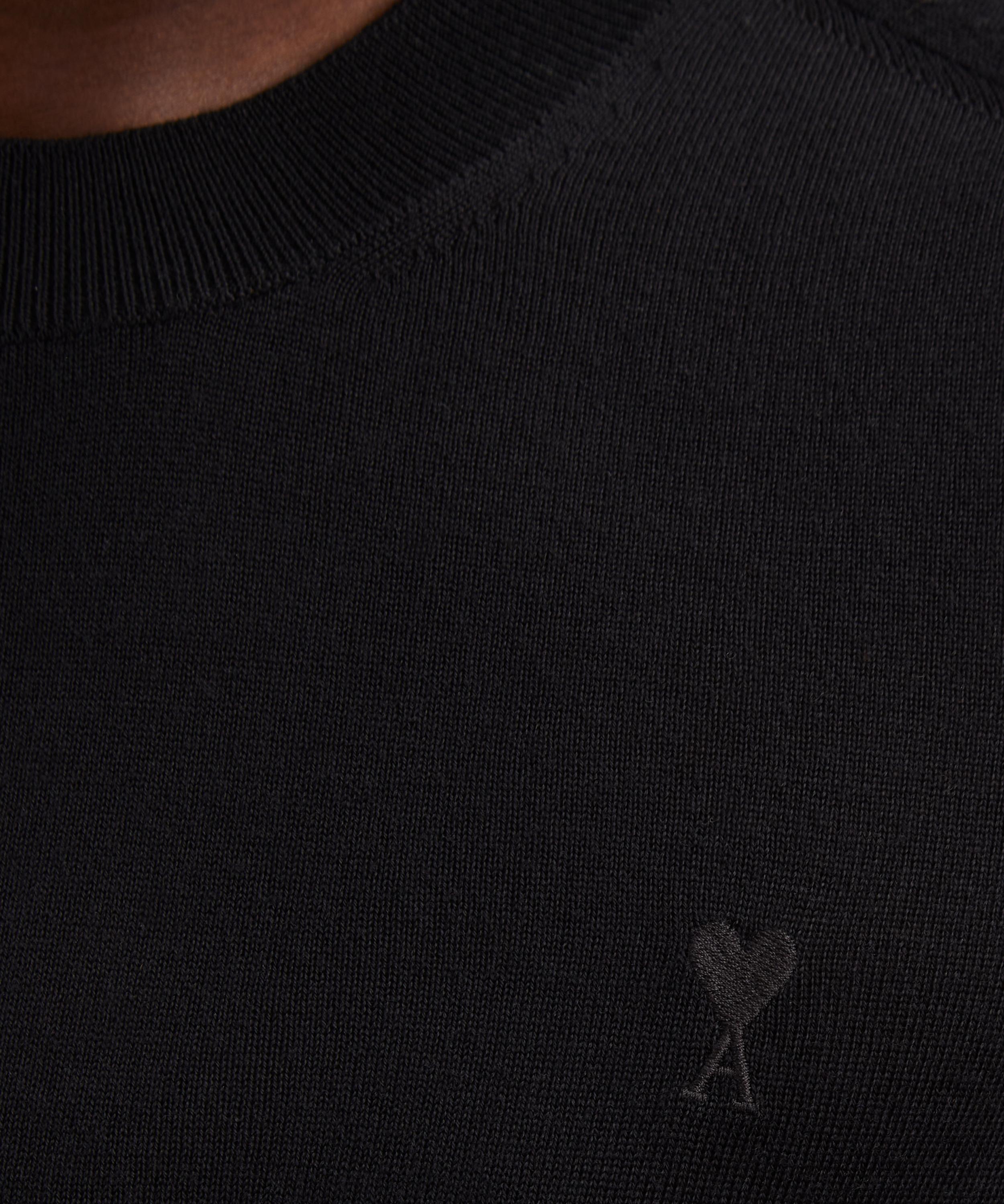 Ami - Black Crew-Neck Merino Wool Jumper image number 4
