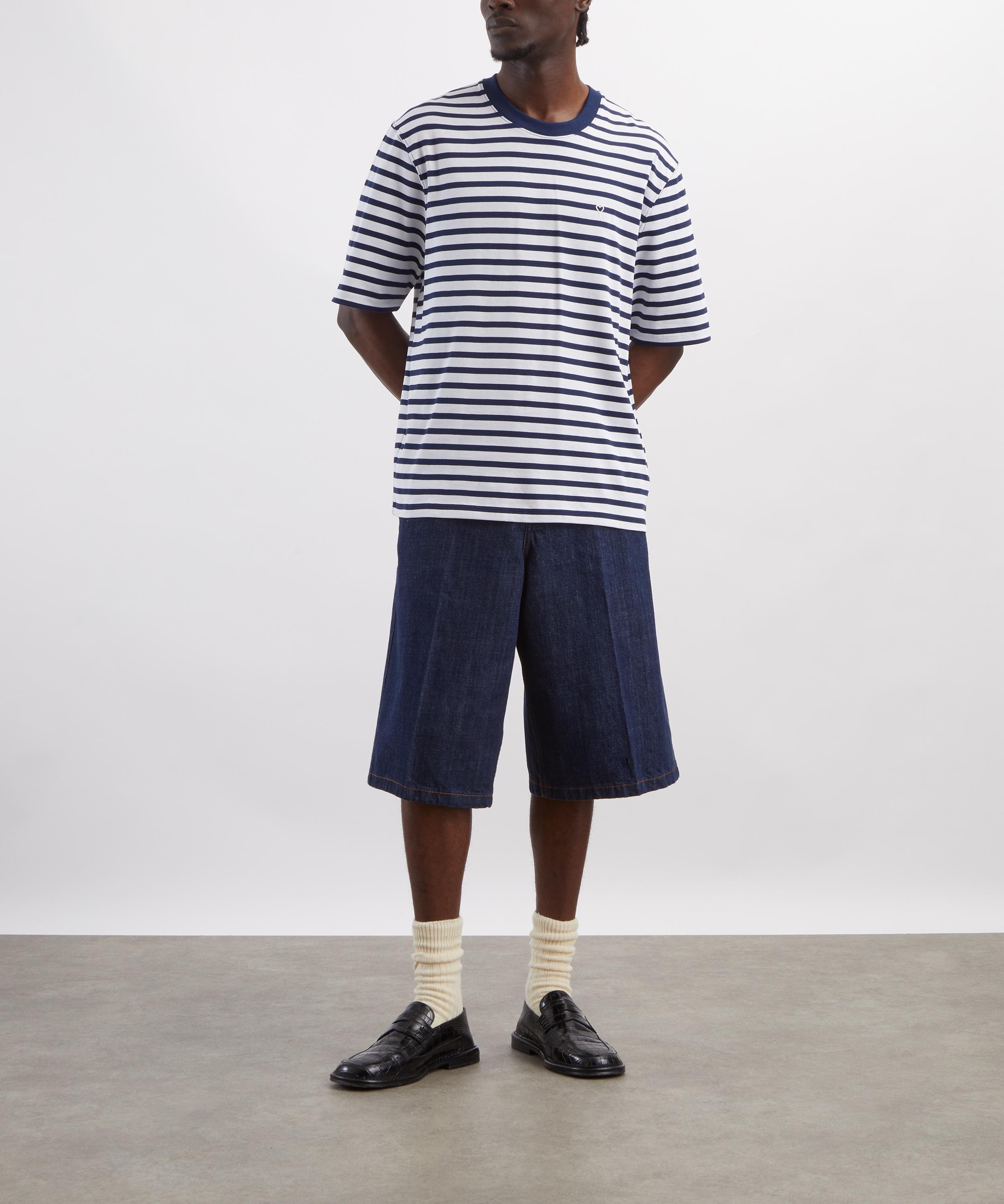 Ami - Blue Cotton Boxy Fit Marini&egrave;re T-Shirt image number 1