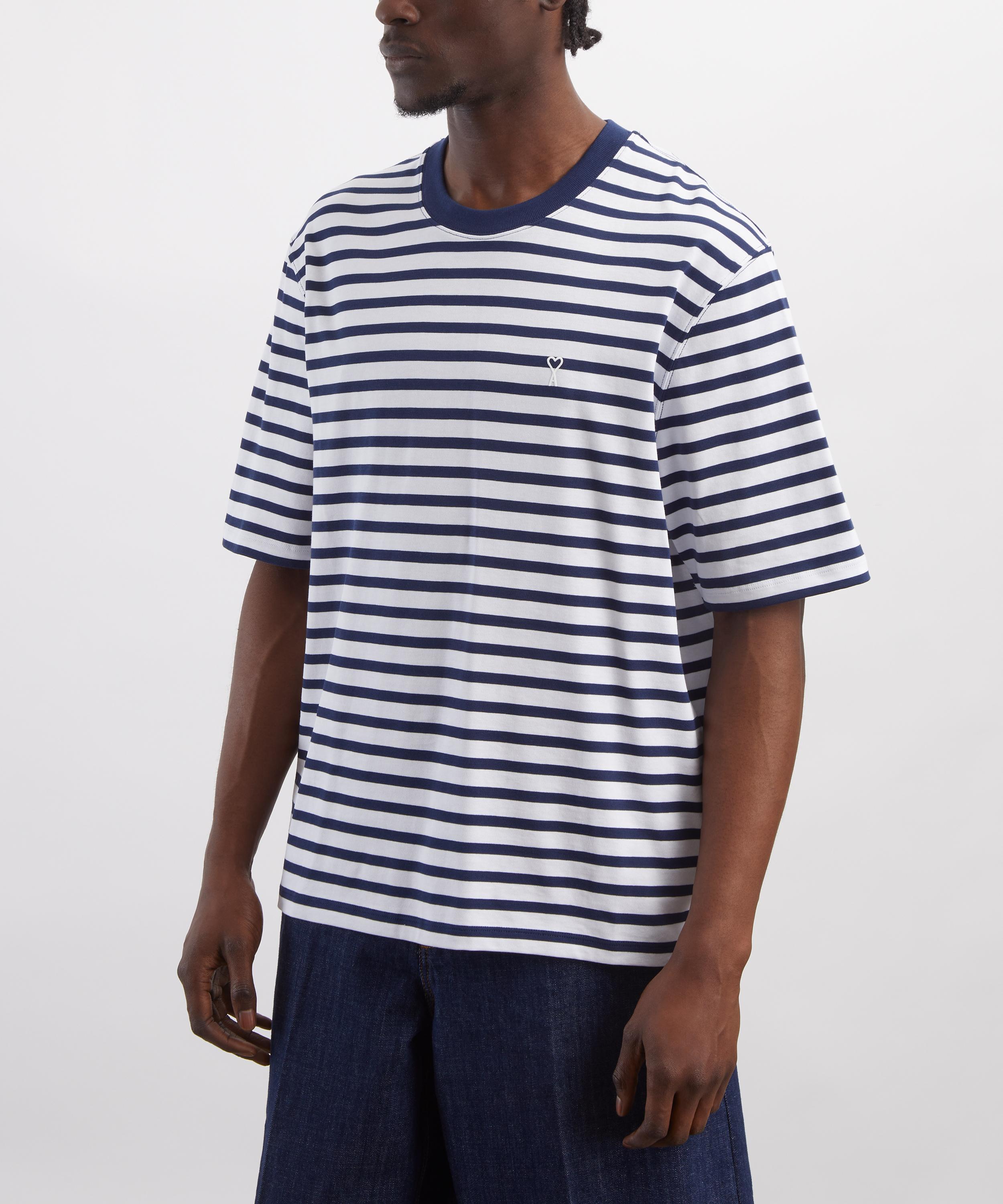 Ami - Blue Cotton Boxy Fit Marini&egrave;re T-Shirt image number 2