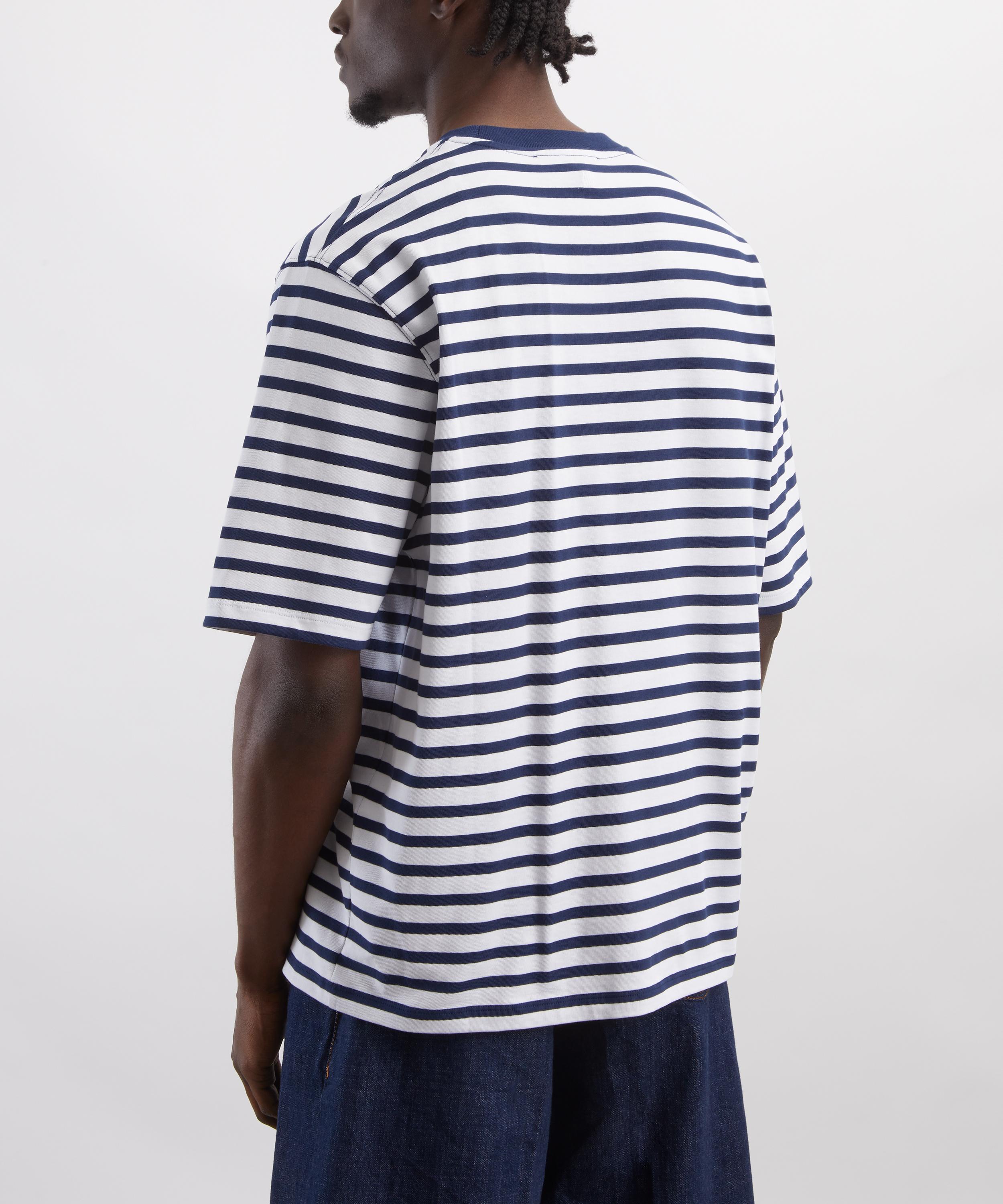 Ami - Blue Cotton Boxy Fit Marini&egrave;re T-Shirt image number 3