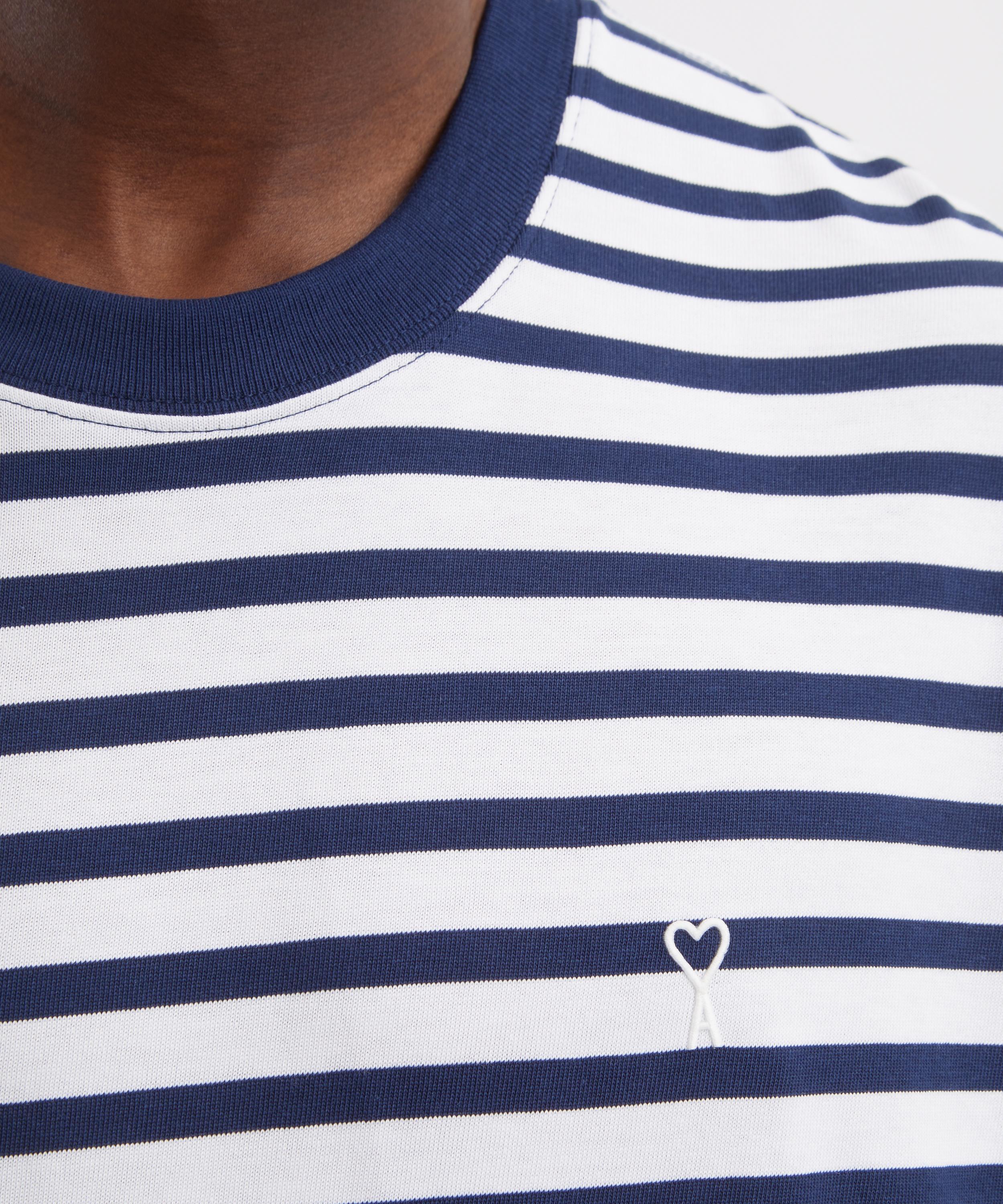 Ami - Blue Cotton Boxy Fit Marini&egrave;re T-Shirt image number 4