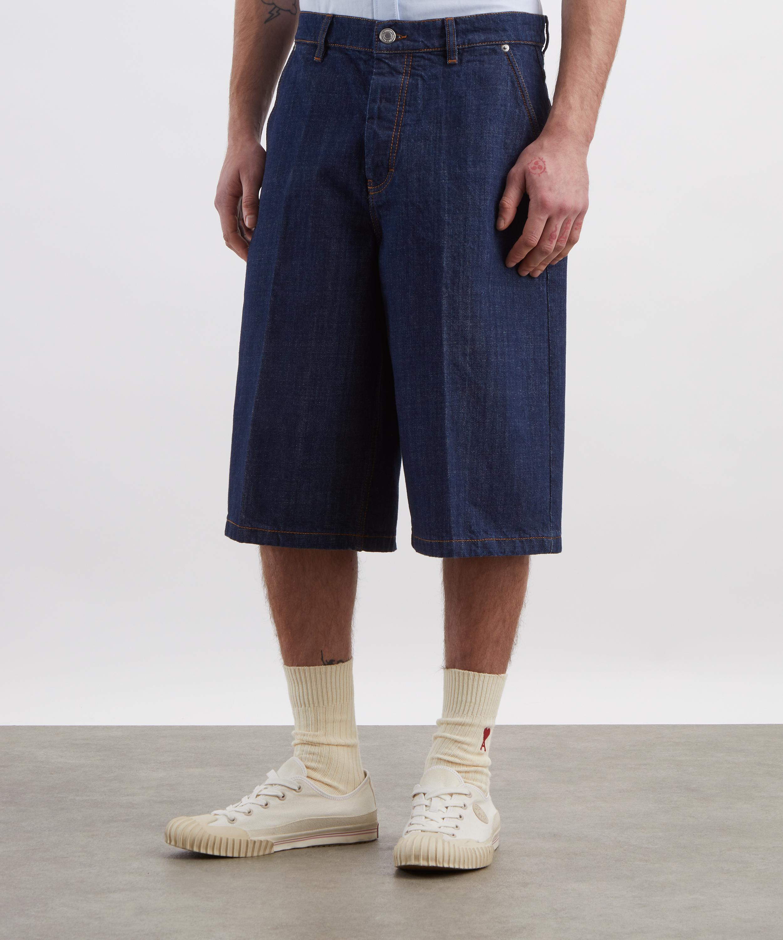 Ami - Blue Cotton Loose Bermuda Shorts image number 2
