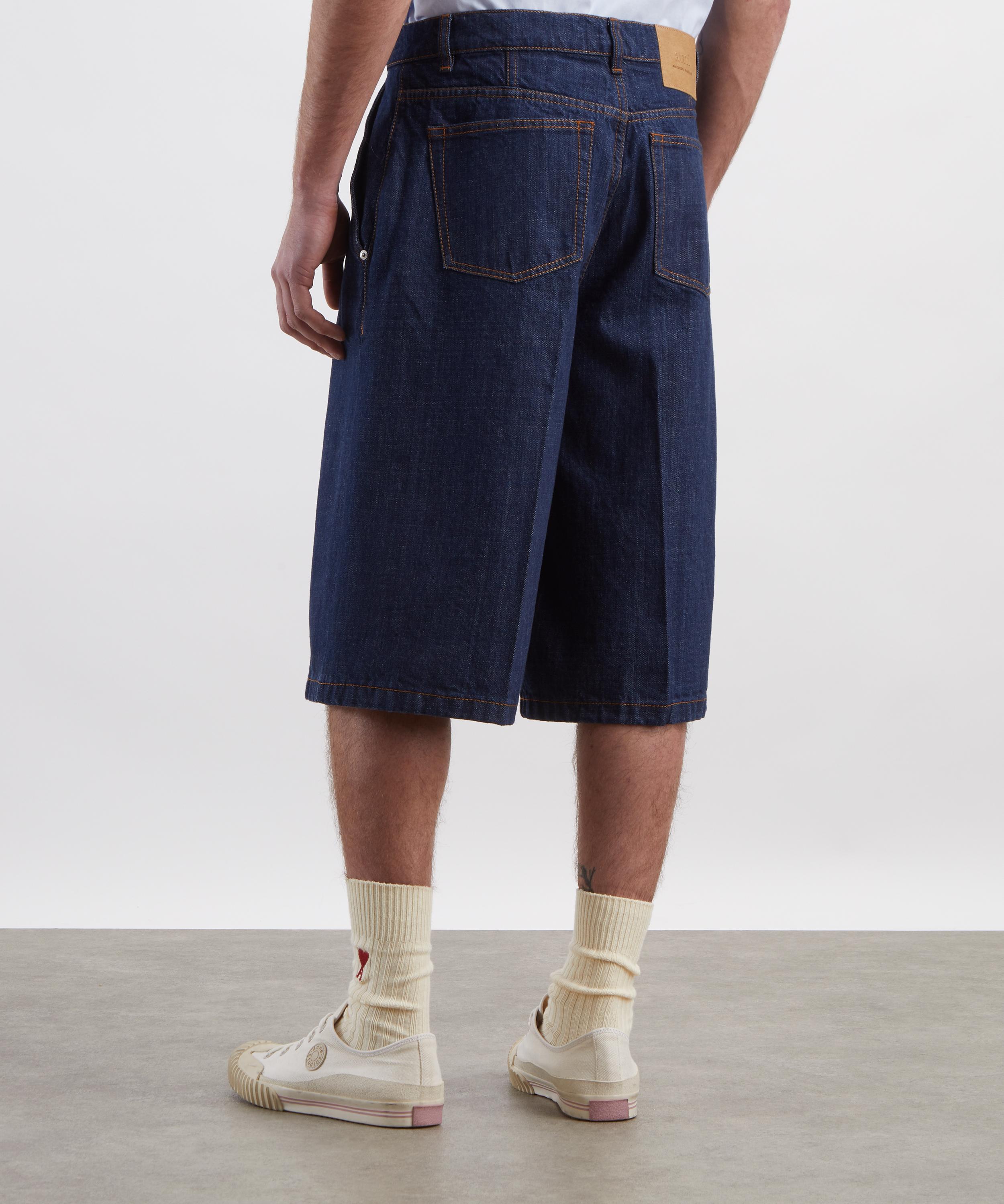Ami - Blue Cotton Loose Bermuda Shorts image number 3