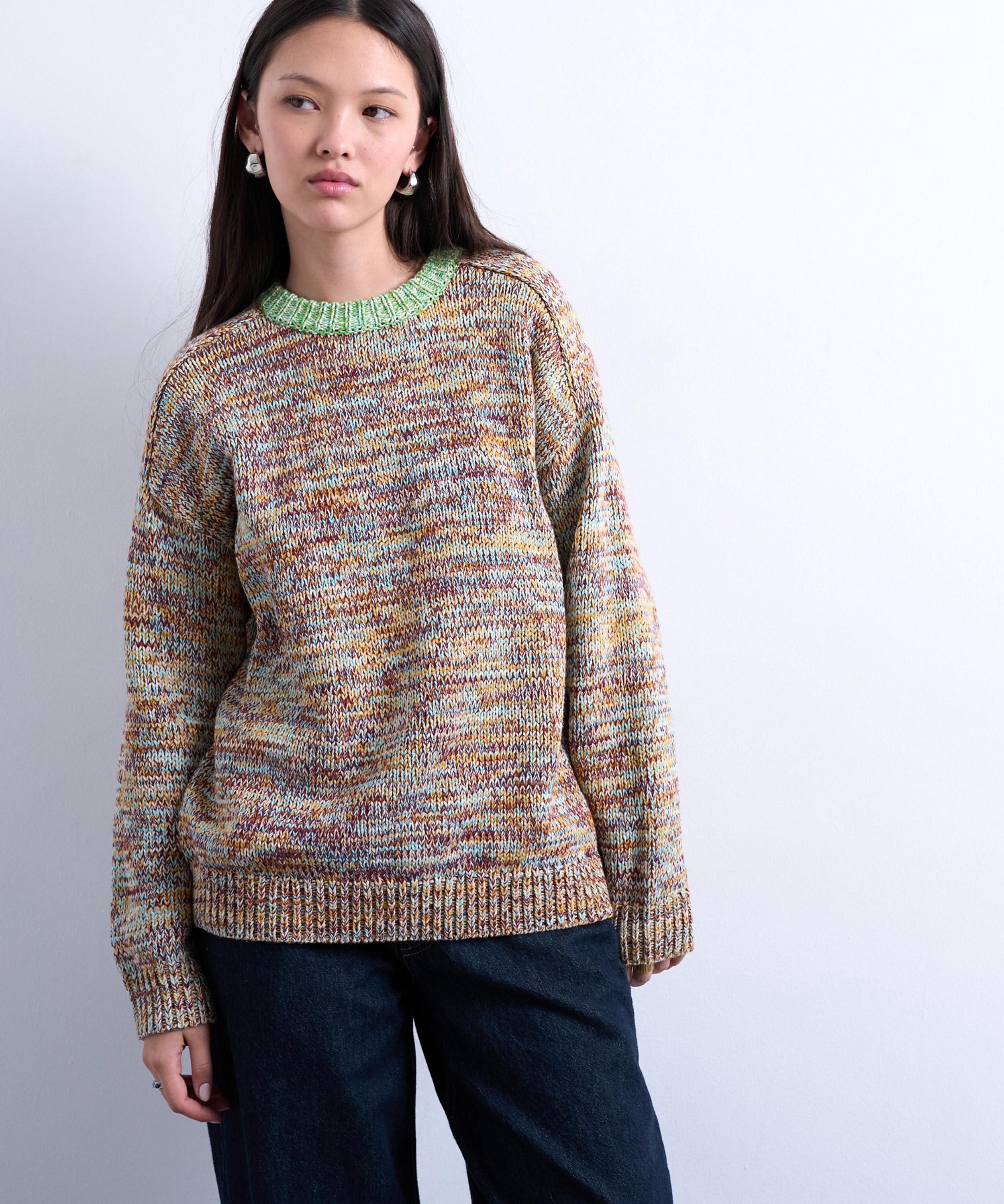 TOPSHOP - Knitted Multi-Colour Twist Yarn Contrast Jumper