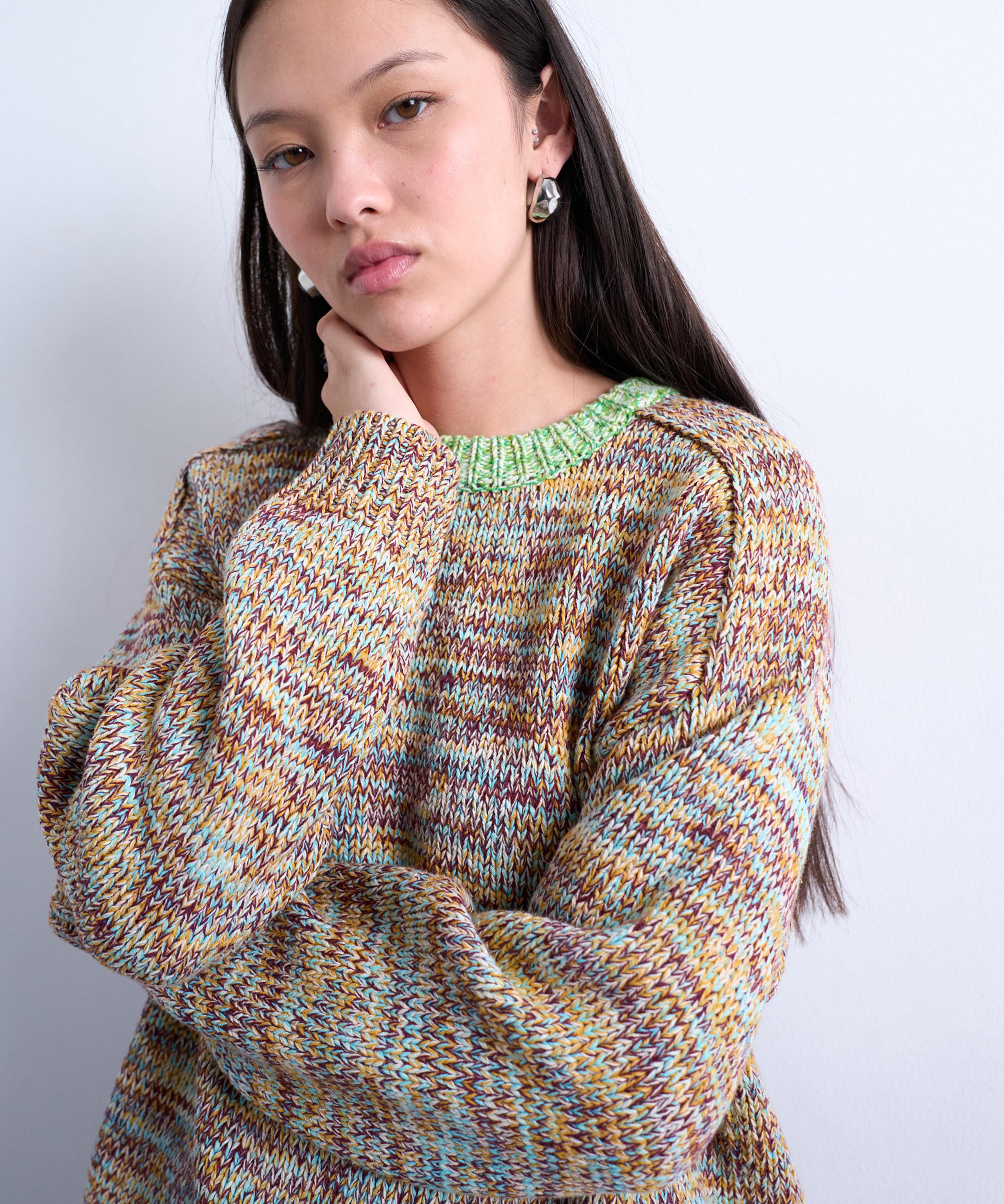 TOPSHOP - Knitted Multi-Colour Twist Yarn Contrast Jumper image number 1