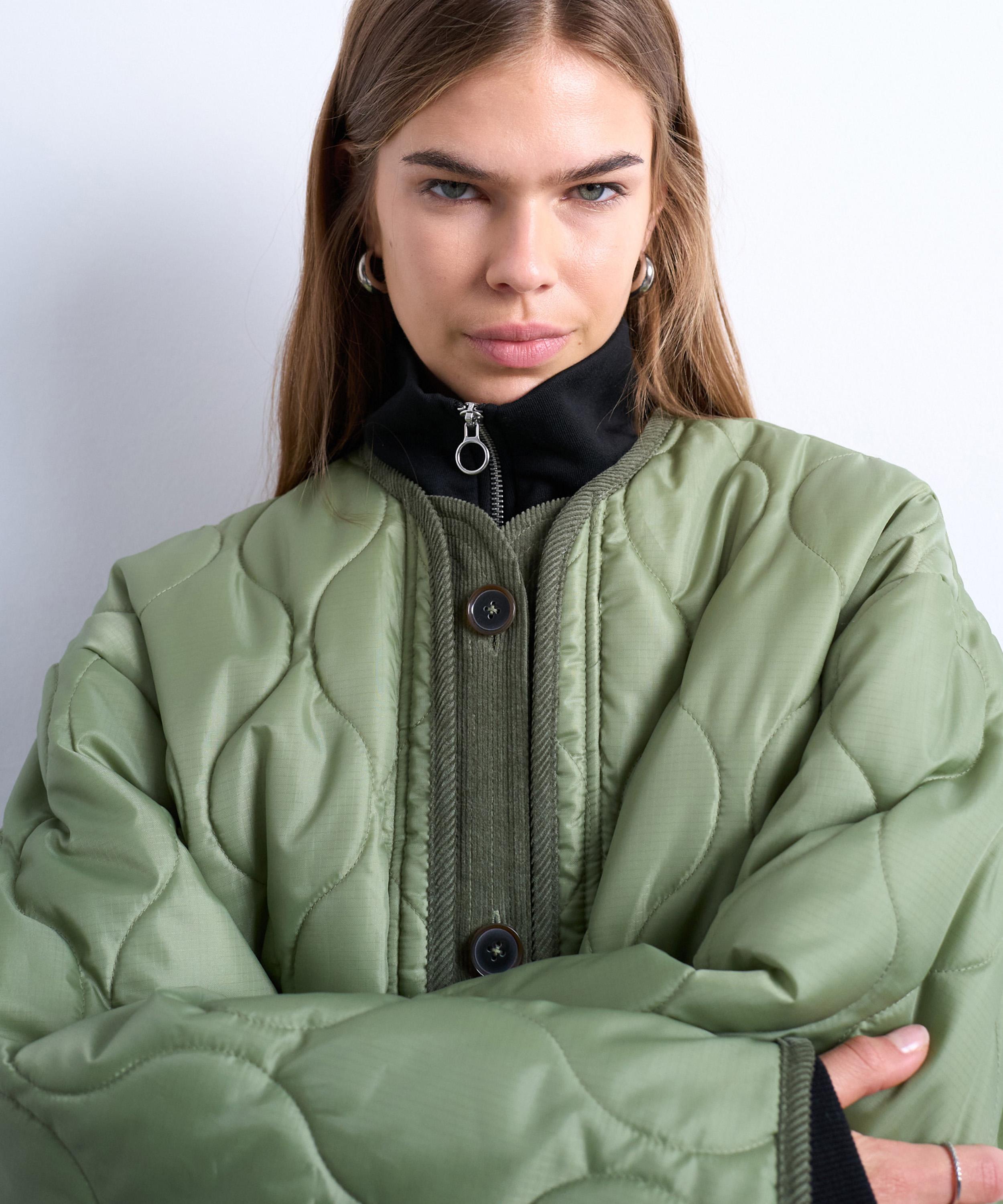 TOPSHOP - Dark Khaki Oversized Two-Tone Liner Jacket image number 2