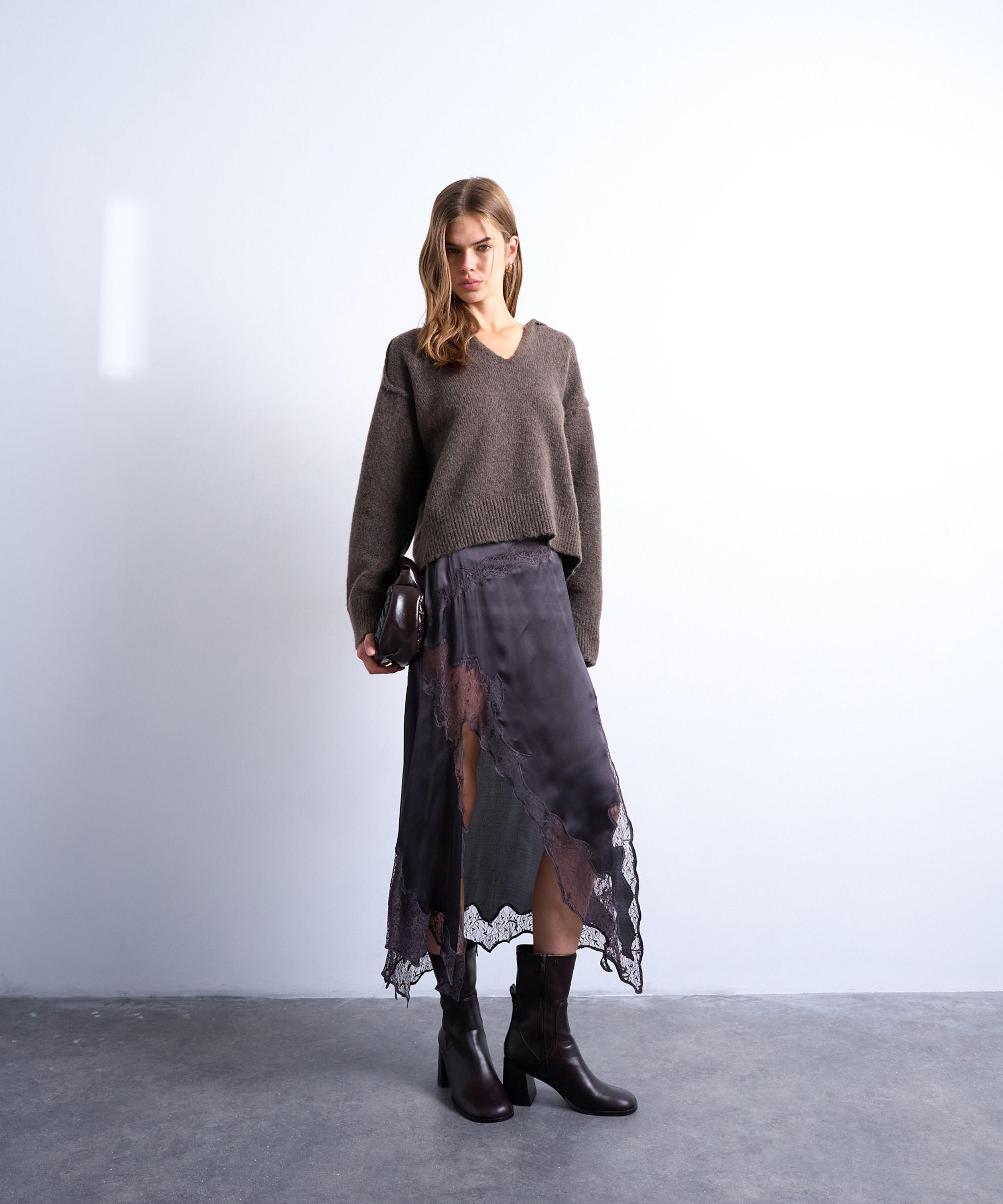 TOPSHOP - Port Royale Satin-Lace Maxi Skirt