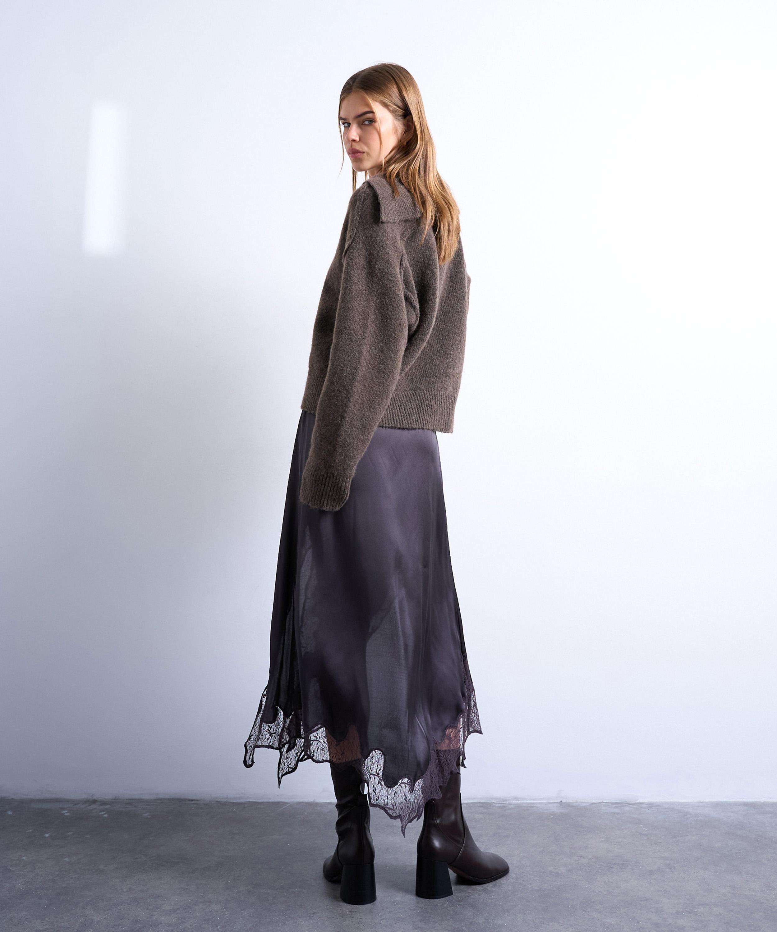 TOPSHOP - Port Royale Satin-Lace Maxi Skirt image number 4