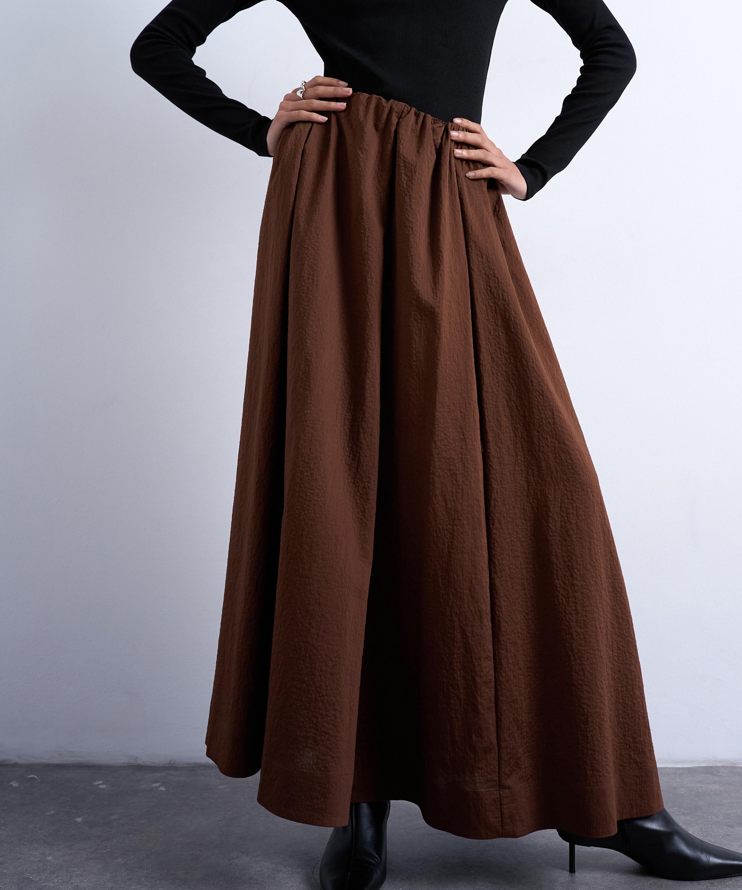 TOPSHOP - Brown Black Stripe Full Circle Maxi Skirt
